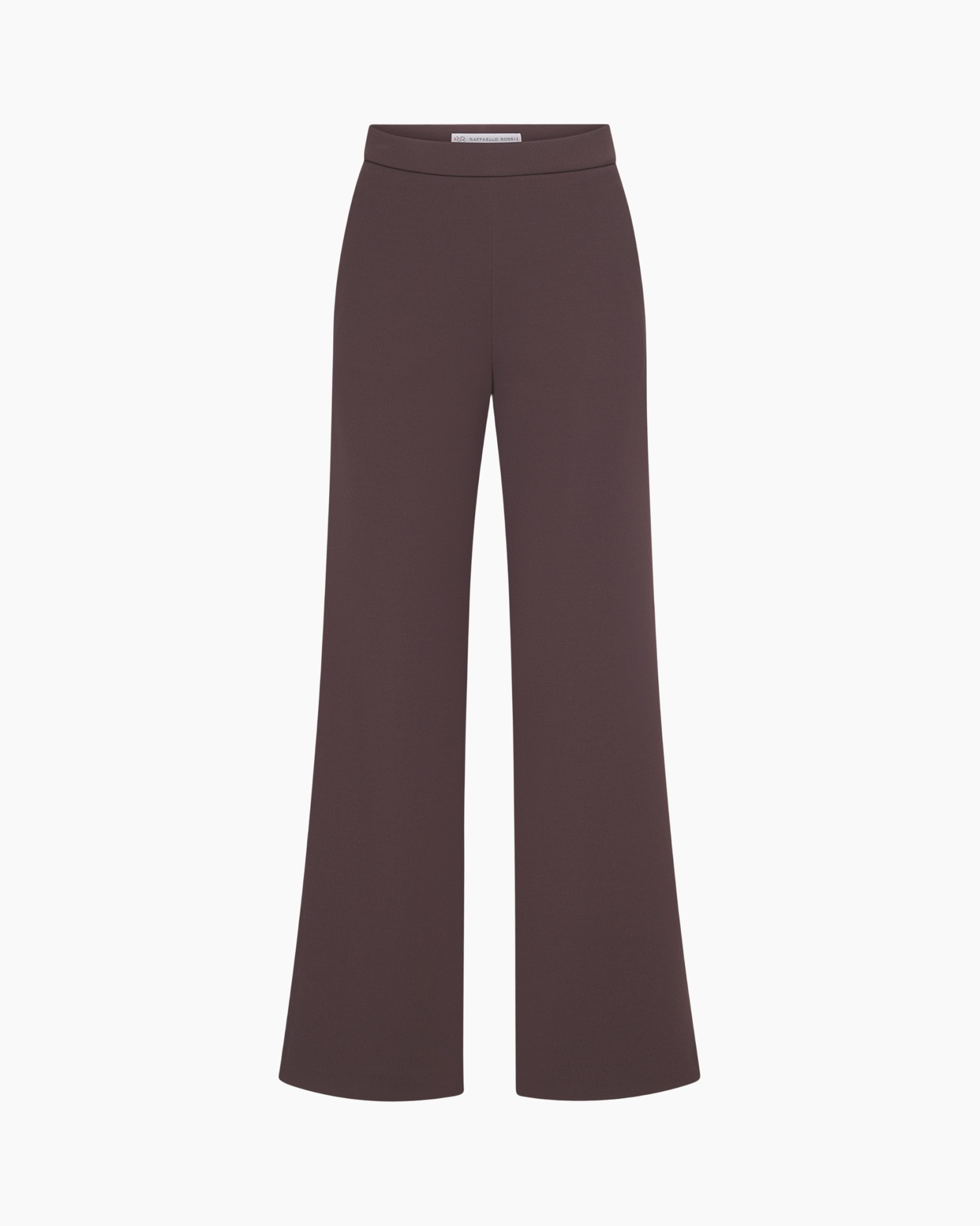 trousers, wide-leg, brown, stretch, ankle-length