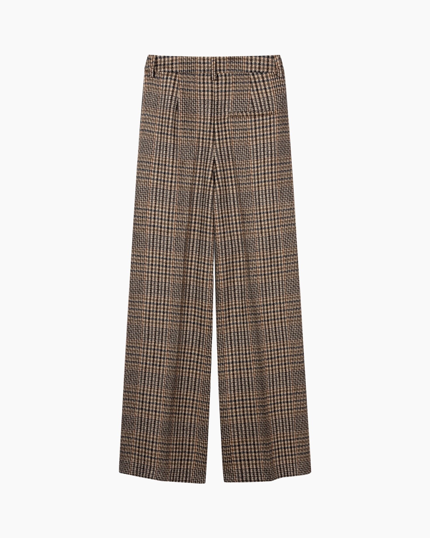 plaid, wide-leg, pants, tweed, brown