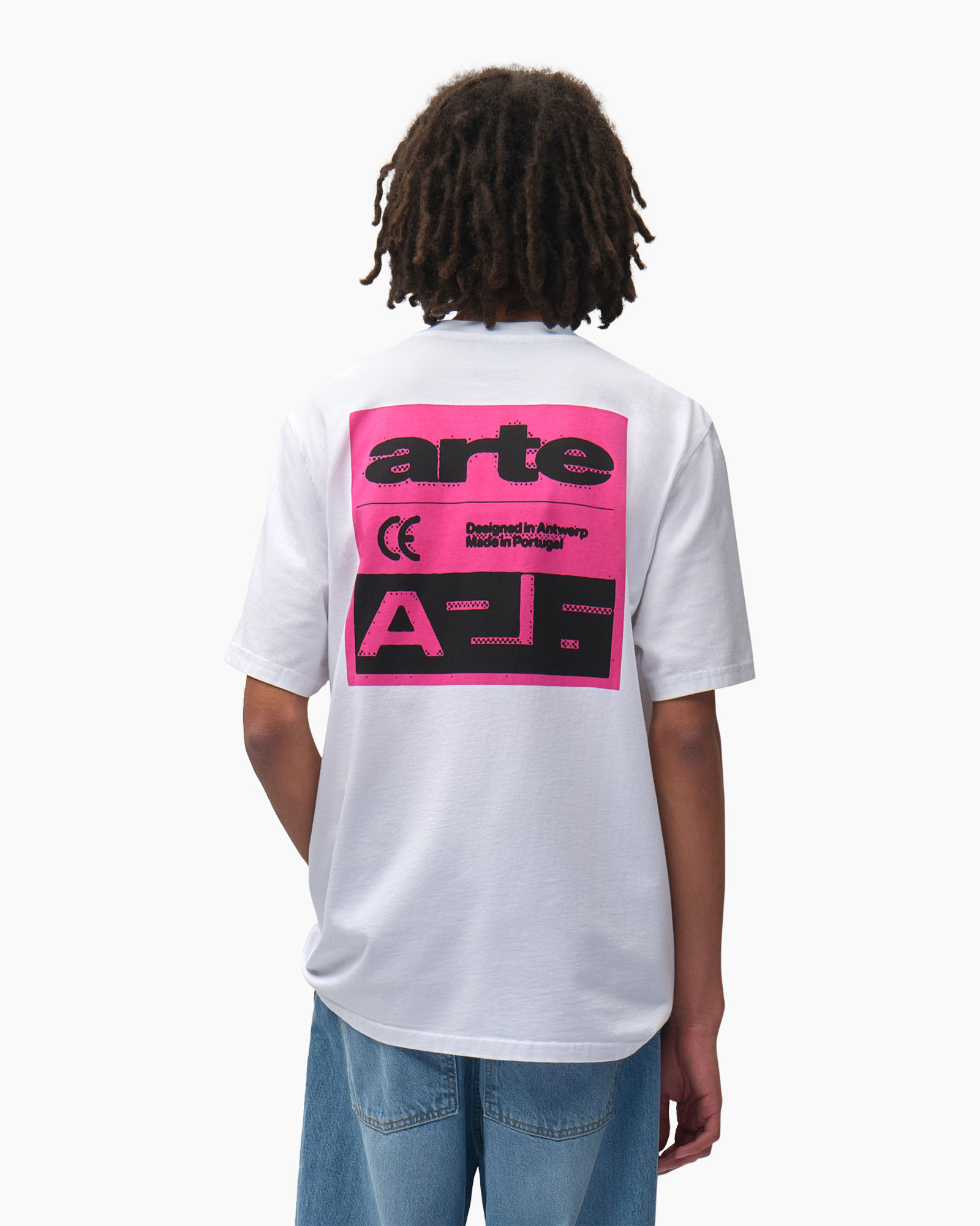 t shirt, graphic tee, pink panel, short sleeve, back print