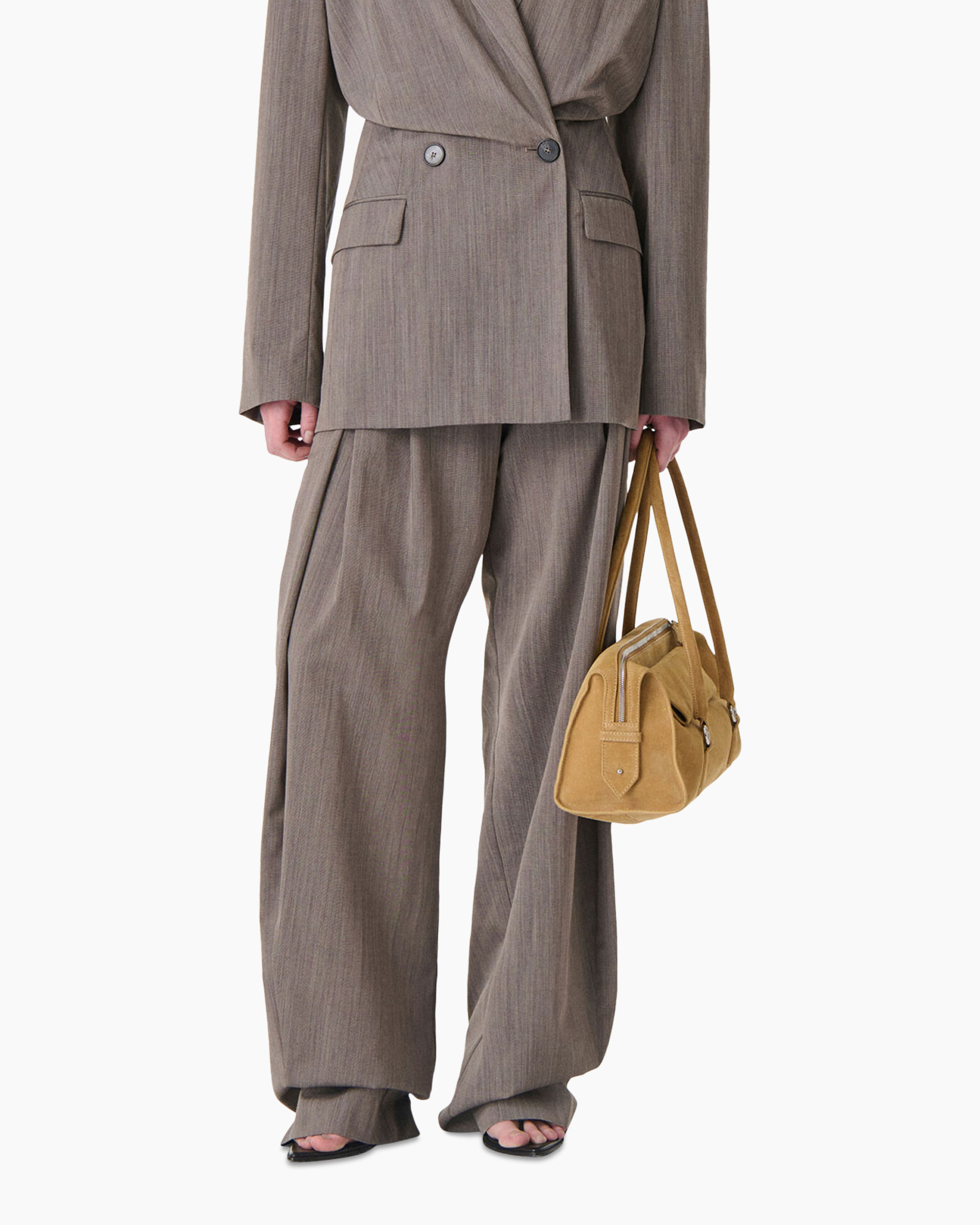 suit, pants, blazer, brown, bag