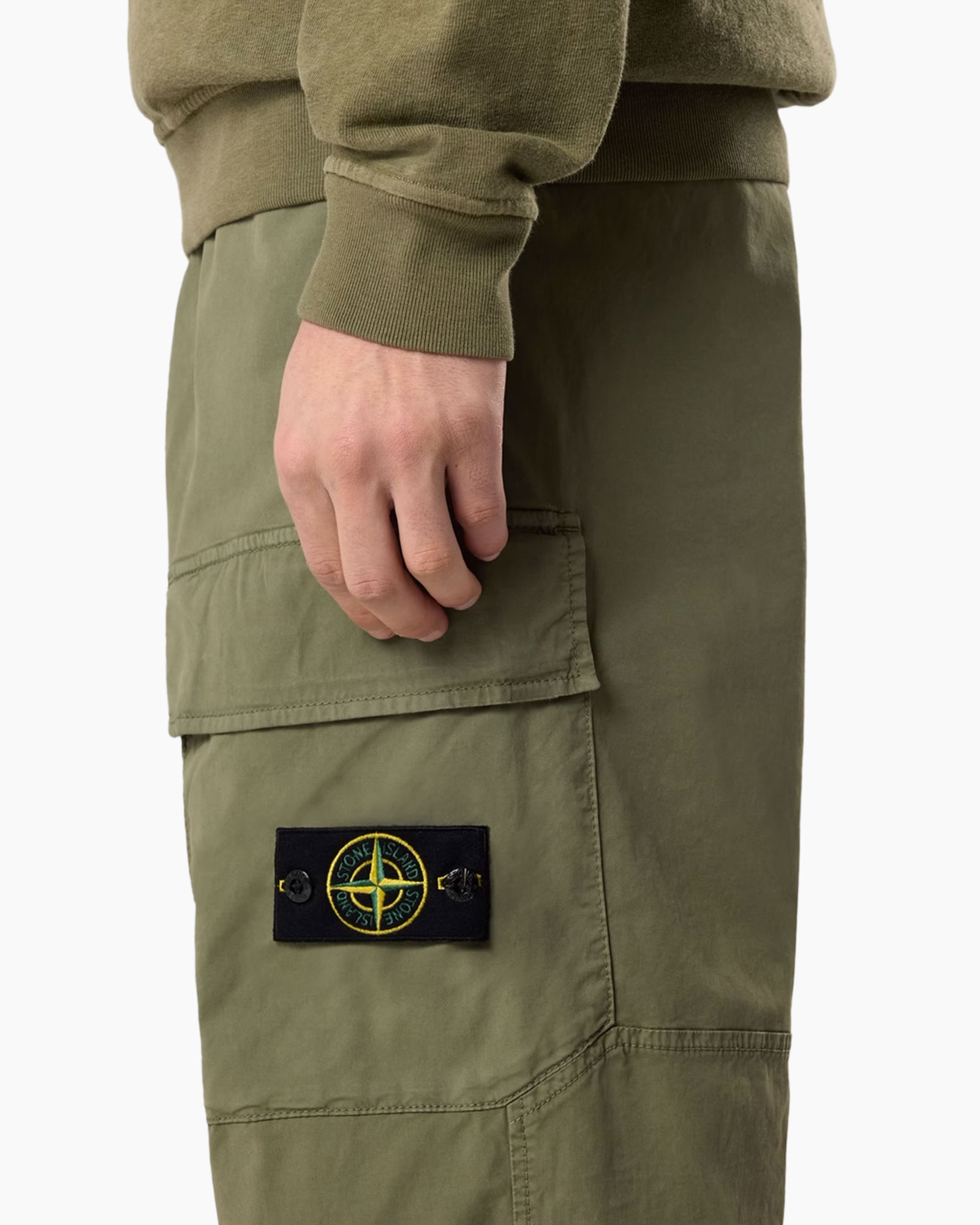cargo pants, olive green, cargo pocket, patch logo, twill fabric