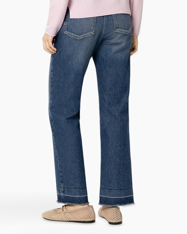 jeans, denim, straight leg, blue, faded, frayed hem