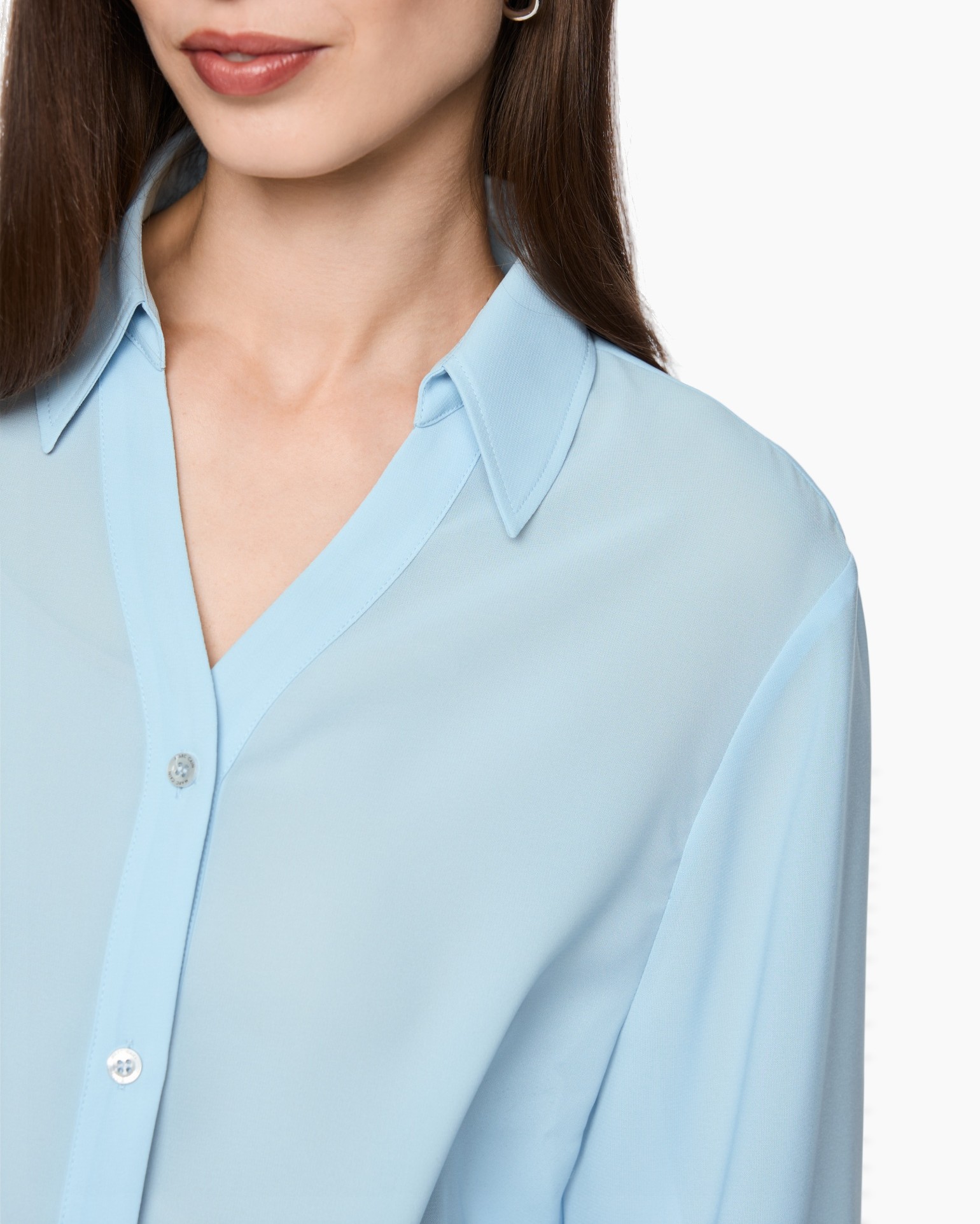 shirt, blouse, button-down, collared, light-blue