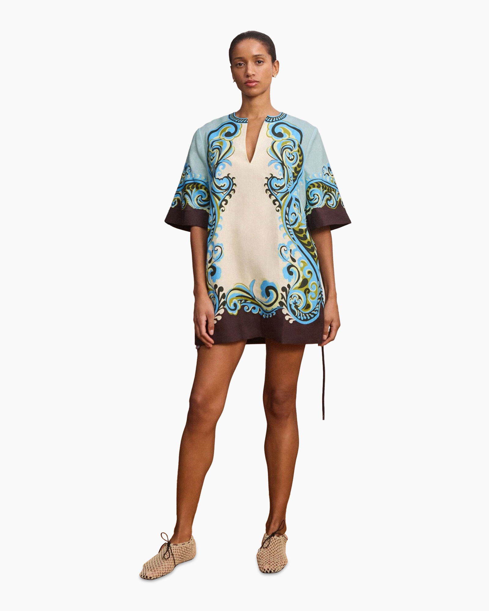 kaftan, dress, print, silhouette, mid-length