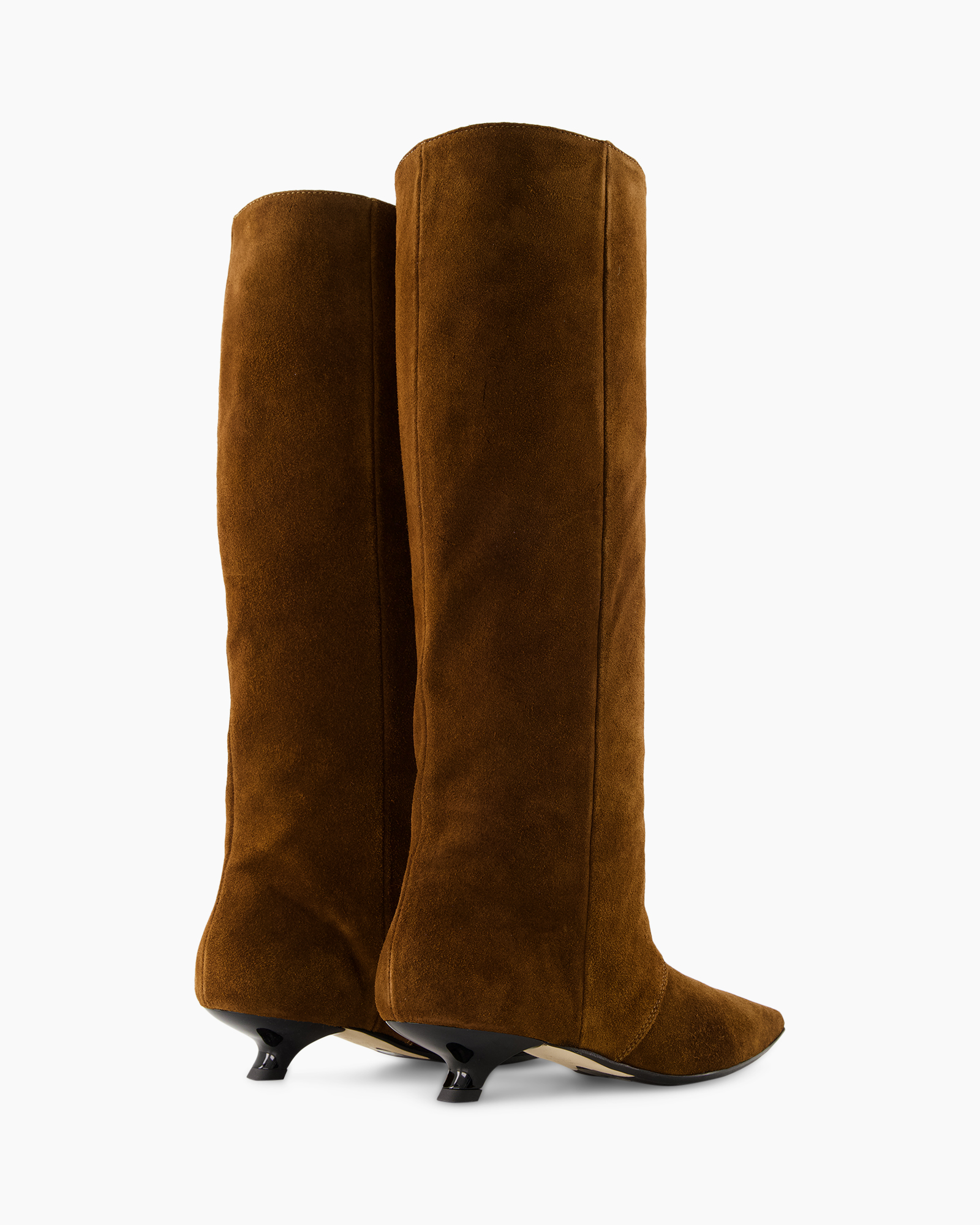 knee-high boots, brown suede, boots, heel, pointed toe