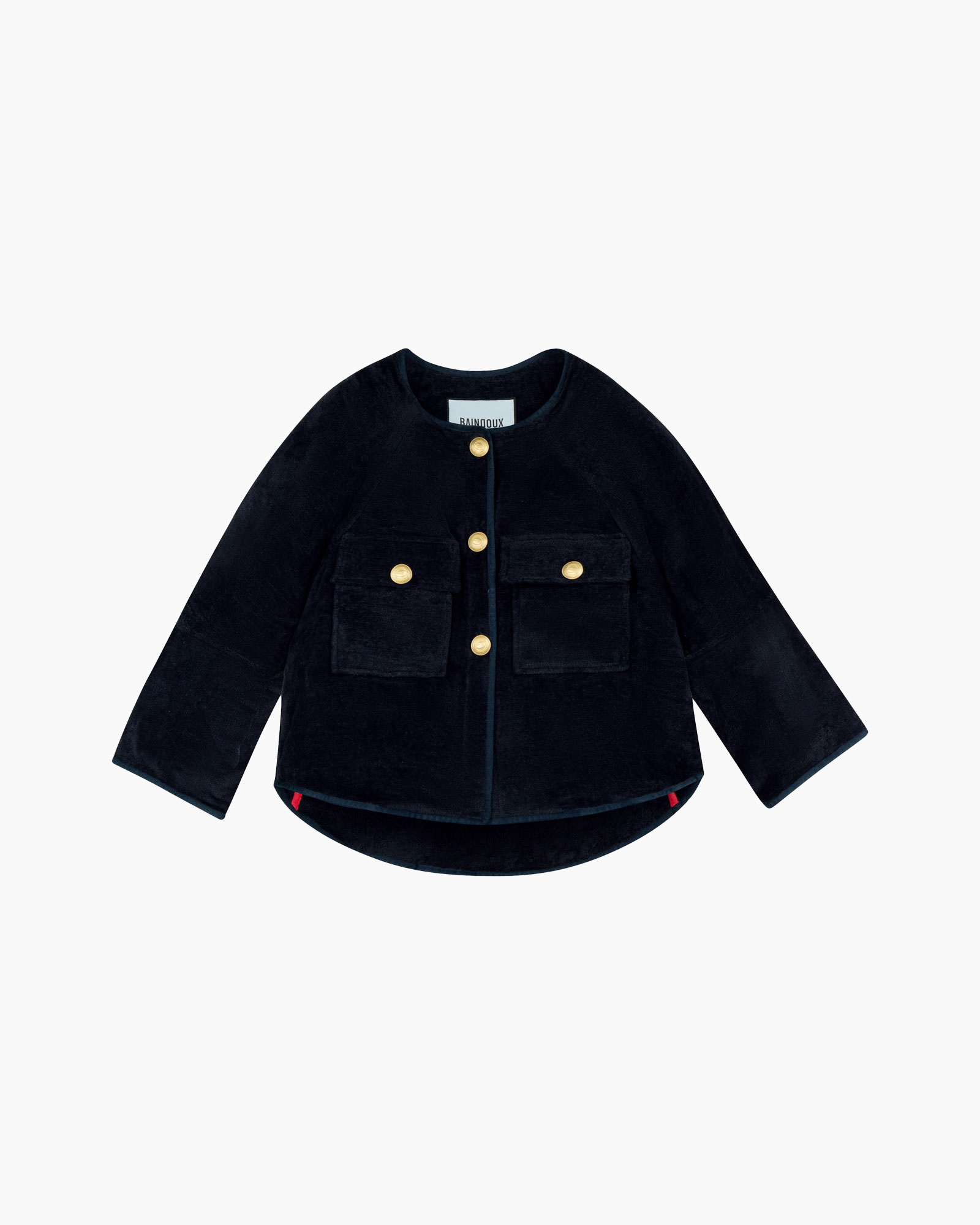 jacket, velvet, navy, gold buttons, pockets
