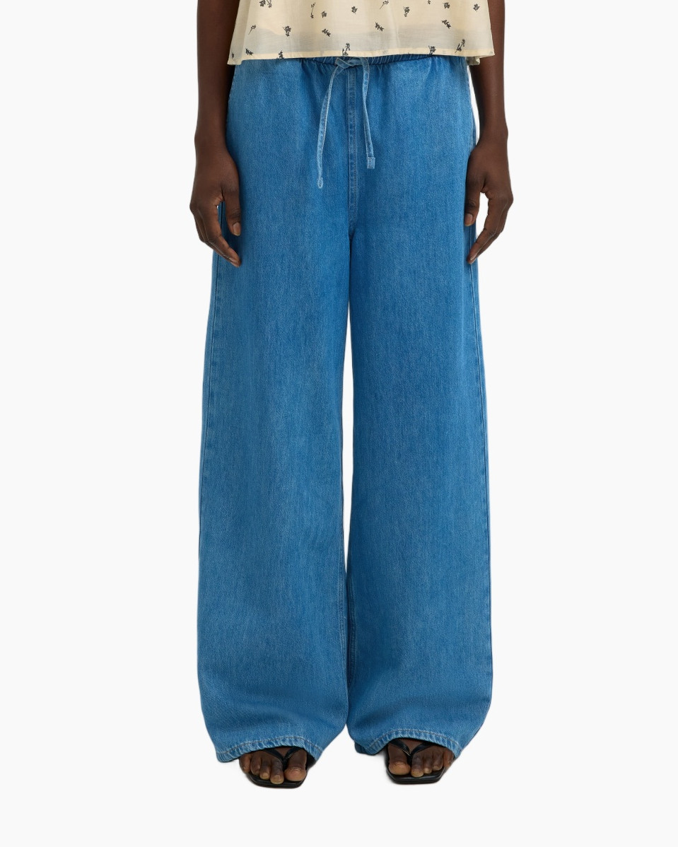 wide-leg, denim, jeans, pants, drawstring