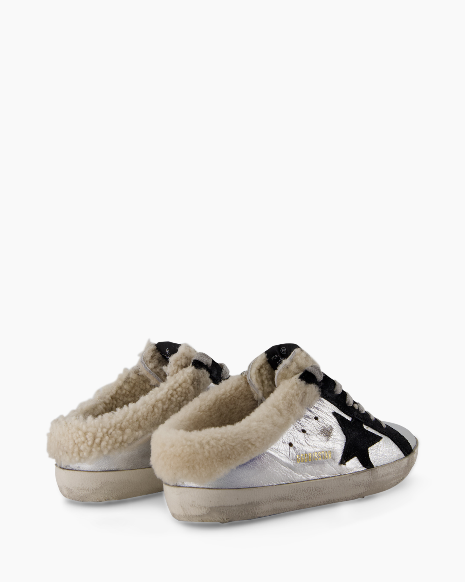 sneakers, high-top, shearling, fur lining, silver metallic