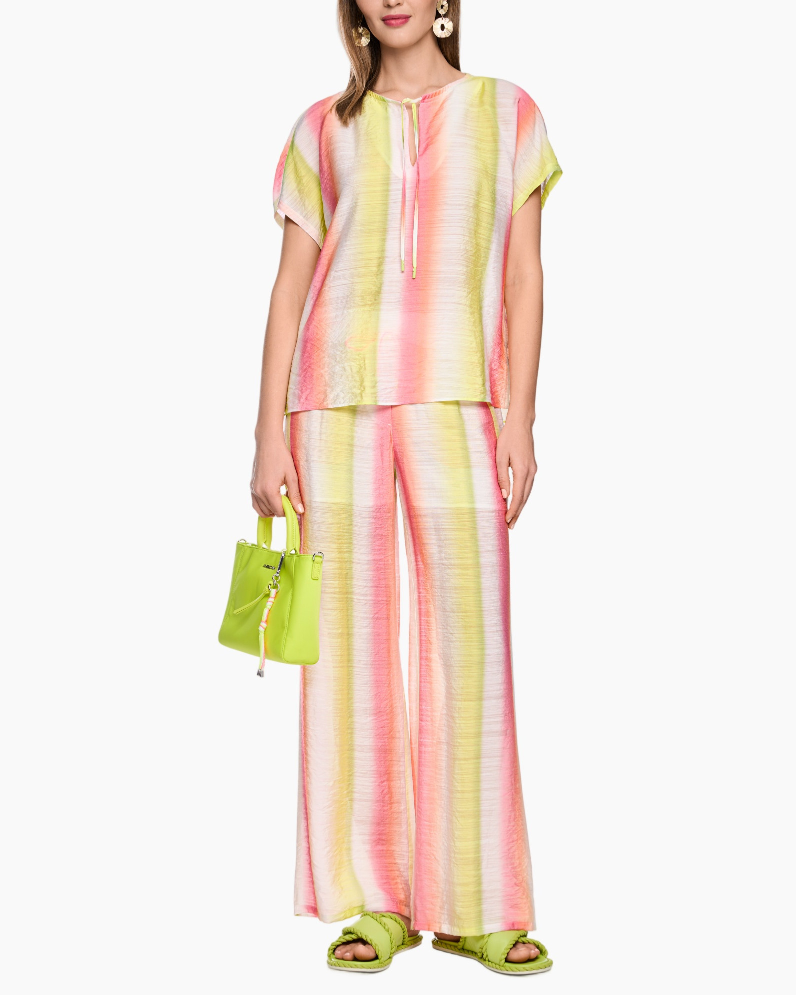 tunic, pants, set, ties-dye, pink-yellow-green