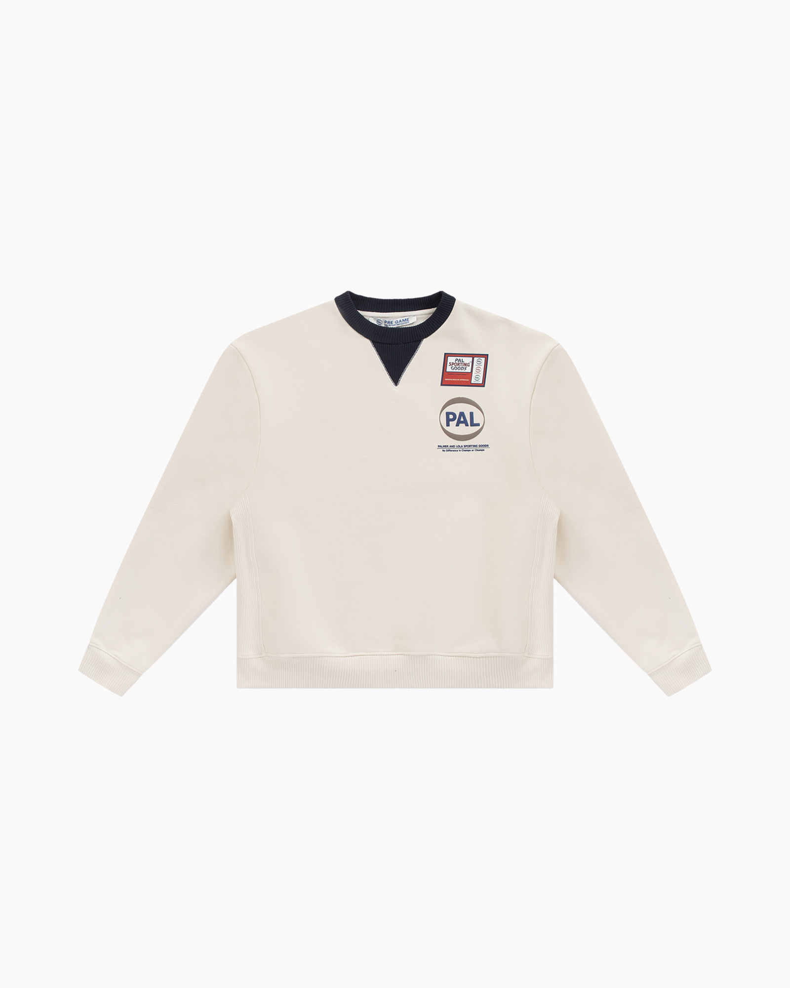 crewneck, sweatshirt, beige, patches, pullover