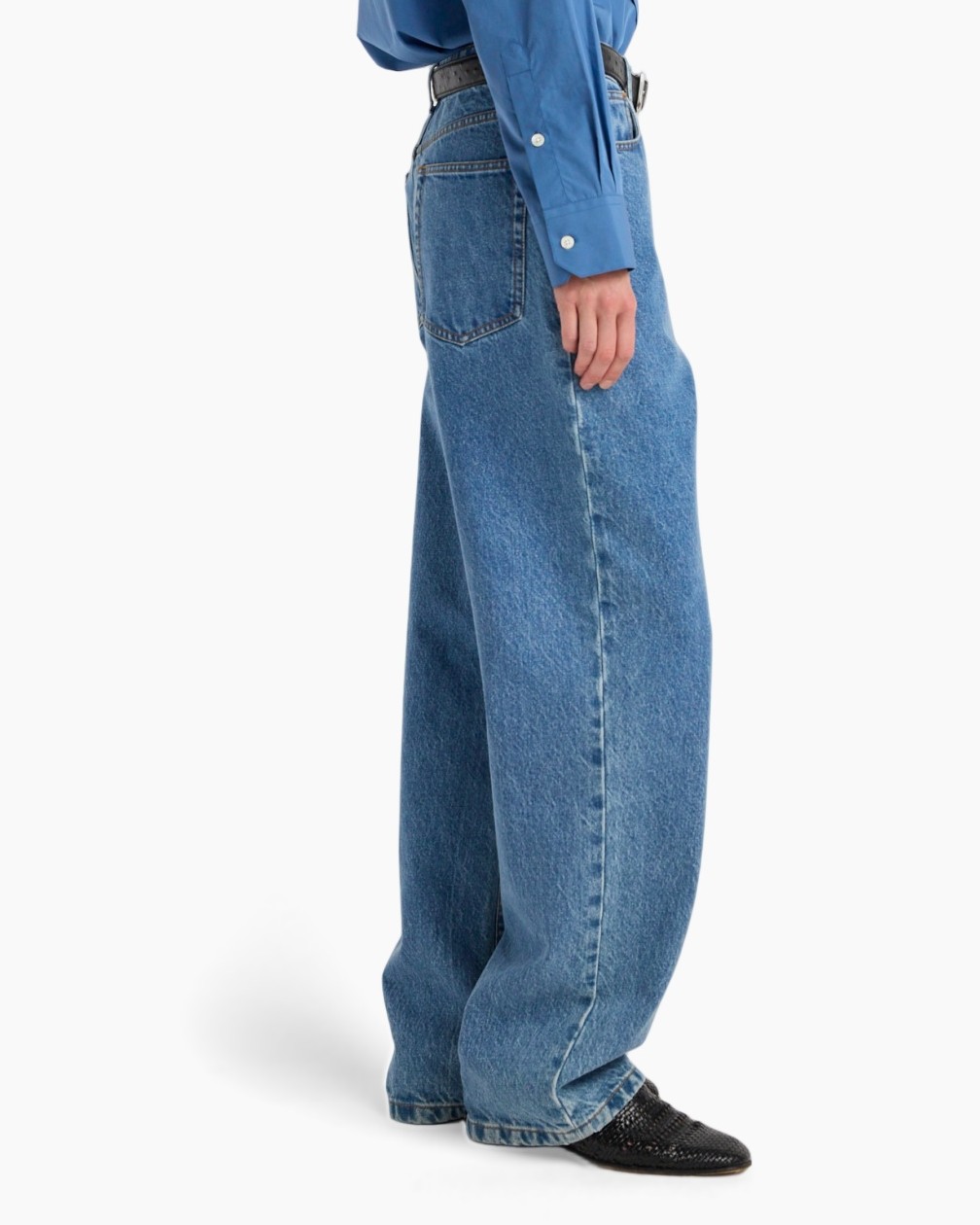 jeans, wide-leg, denim, blue, pants