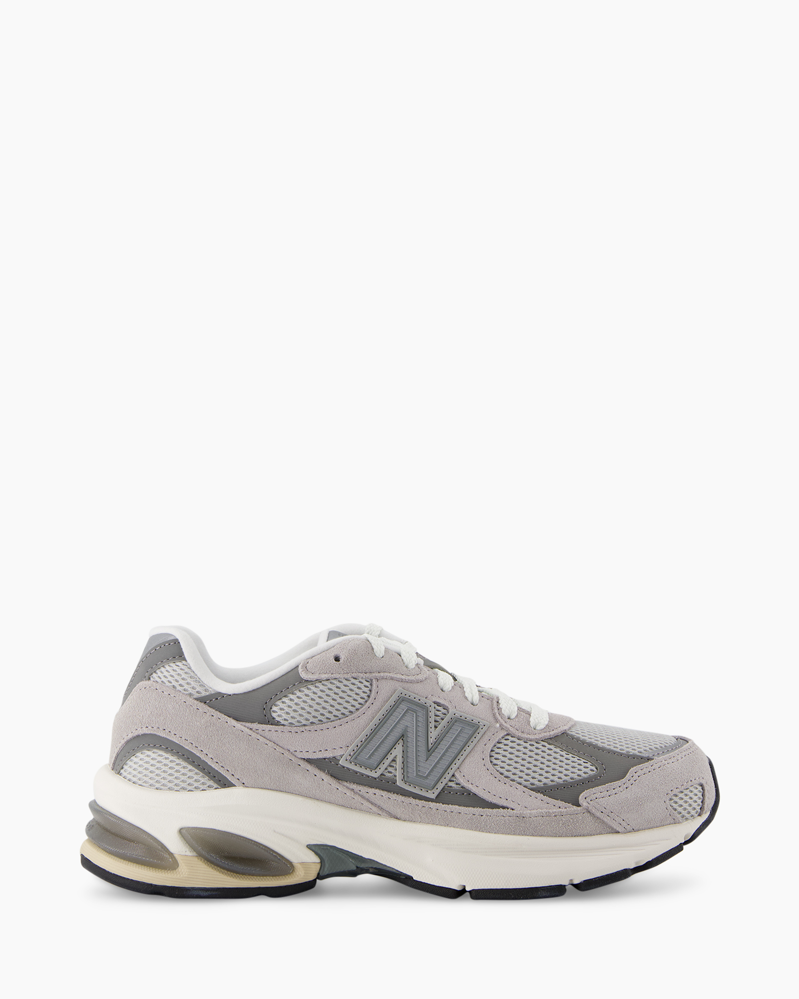 sneaker, athletic shoe, mesh, gray, rounded sole