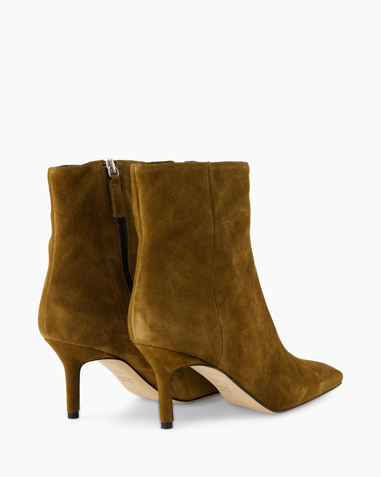 ankle boots, mid heel, suede, zip, brown