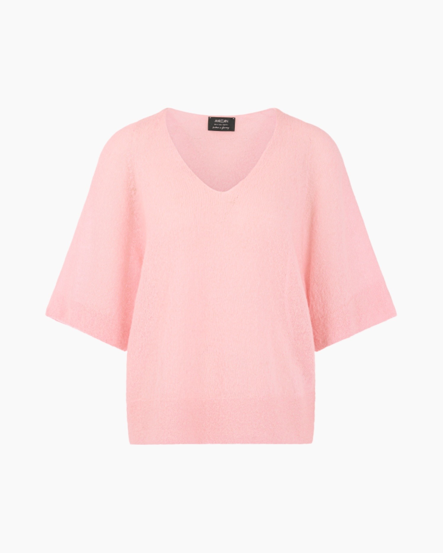 pink, pullover, knitted, v-neck, short-sleeve