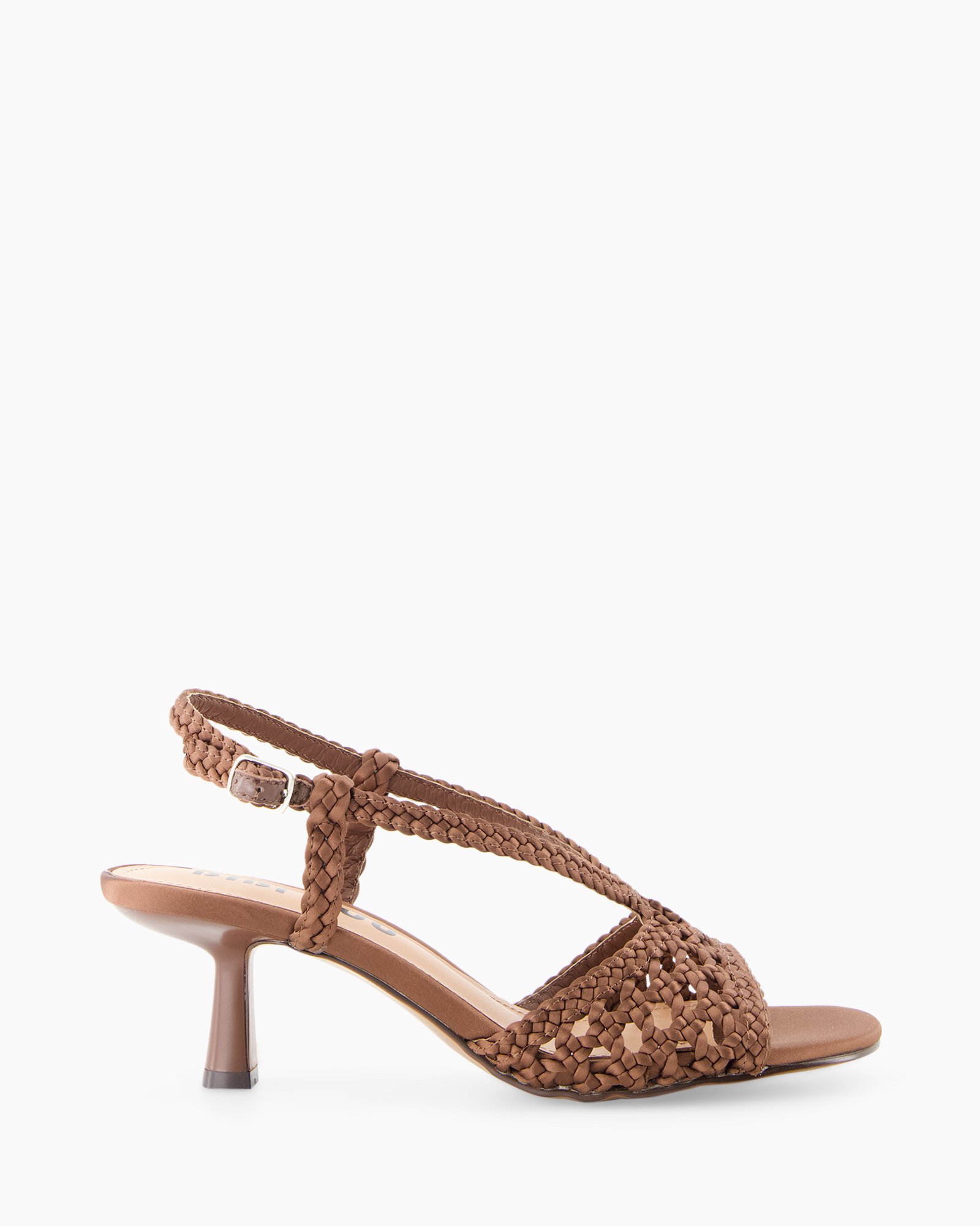sandals, braided, heel, open toe, brown