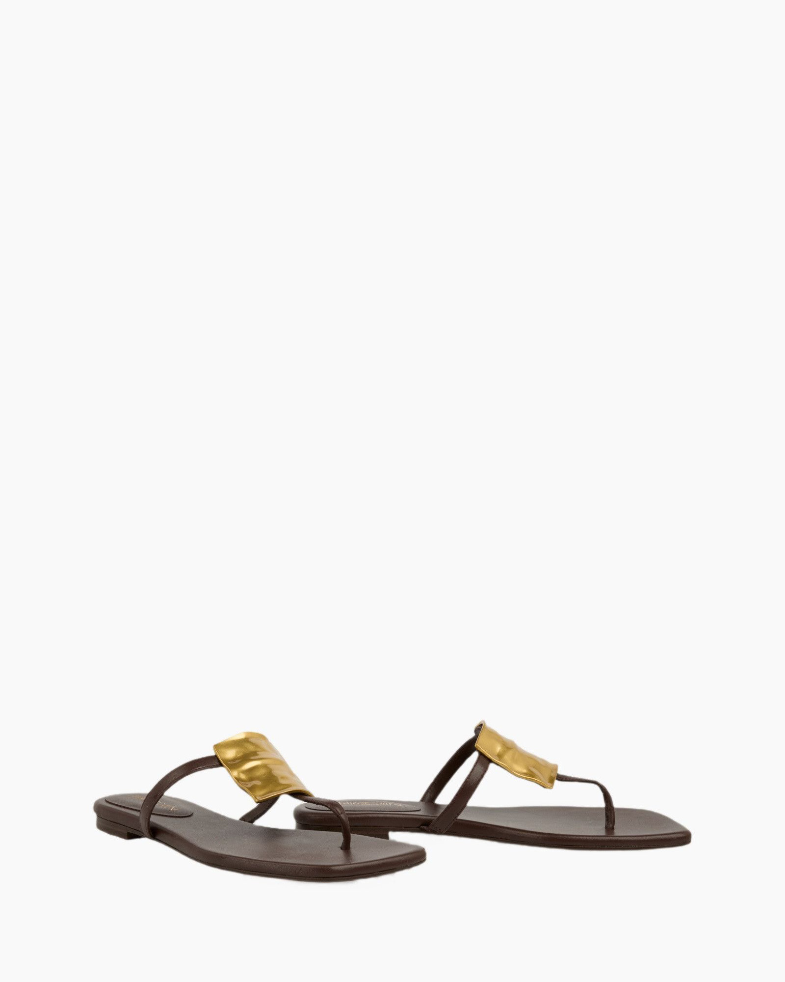 sandals, flip-flop, thong, brown, gold detail, sandals, flat, thong, brown, gold bow