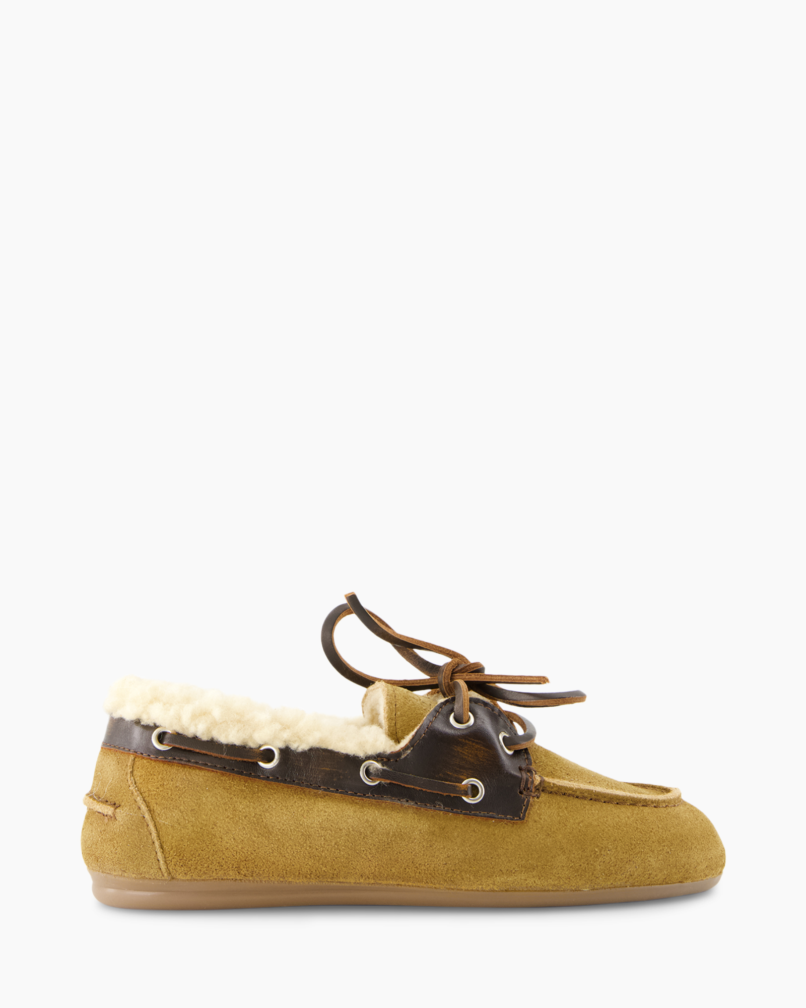 moccasin, boat shoe, shearling, suede, lacing
