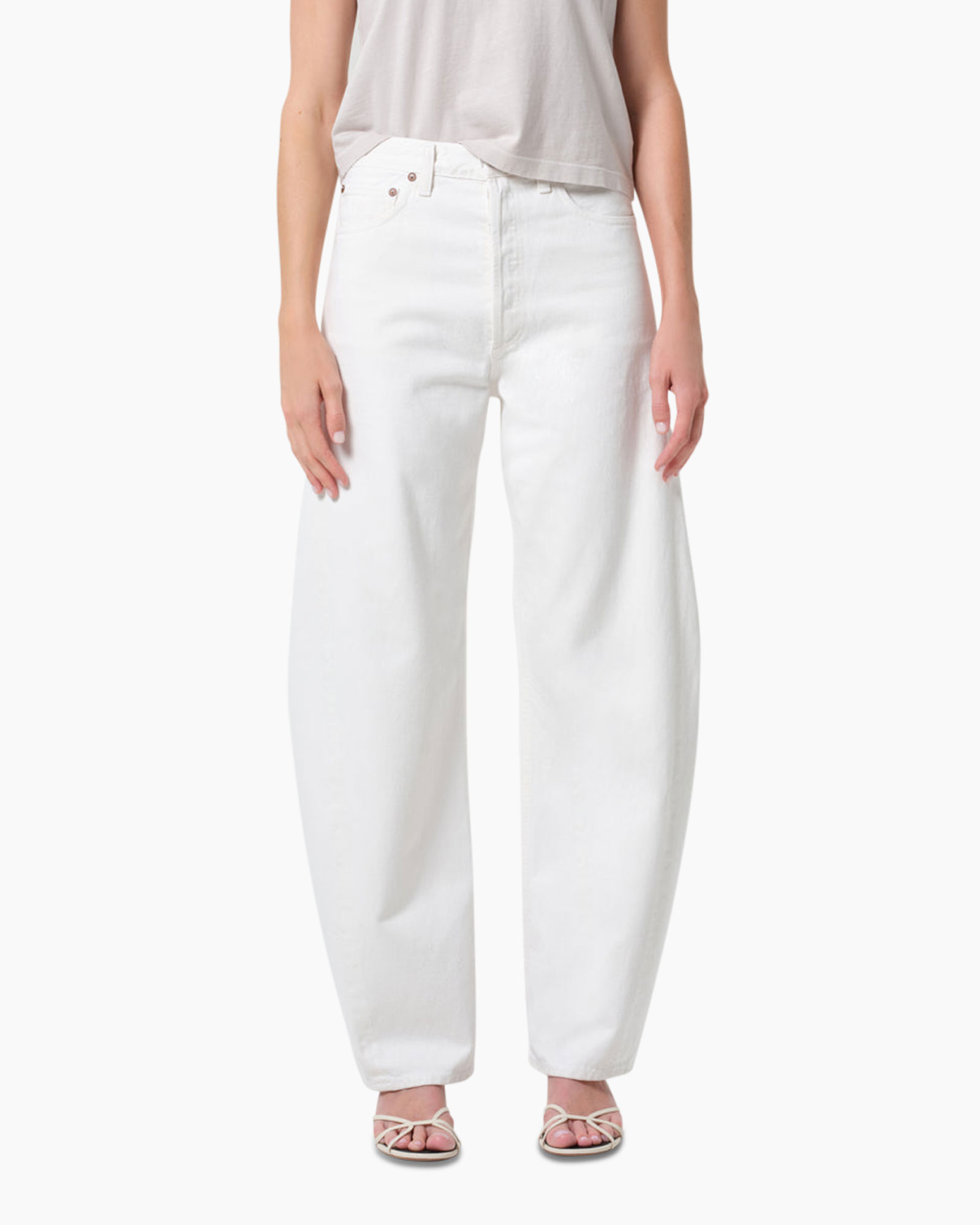 white jeans, wide leg, high waist, cotton, ankle length