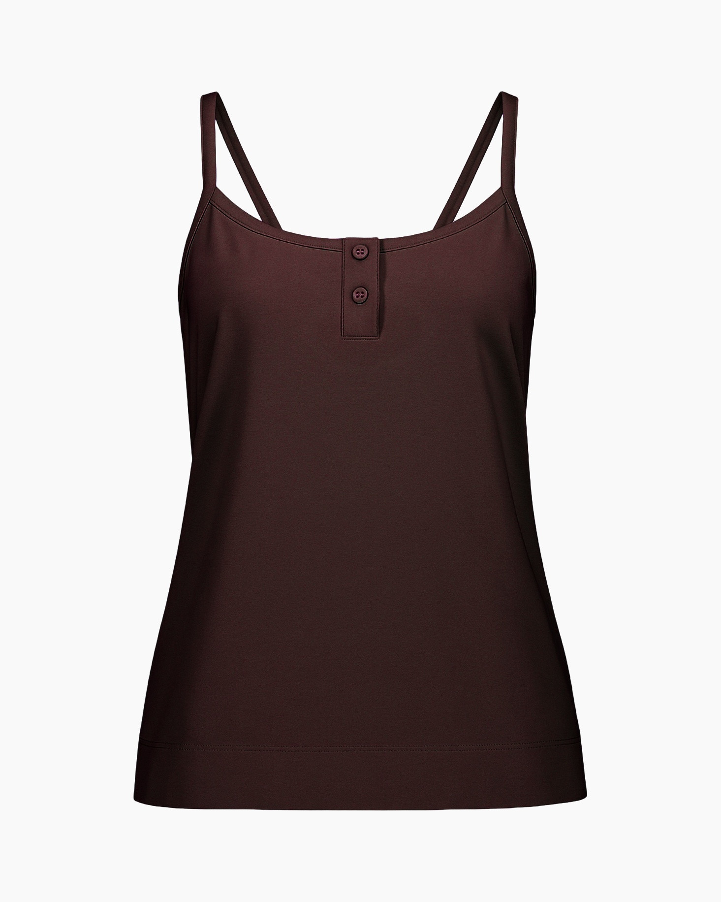 tank top, sleeveless, buttons, solid color, brown