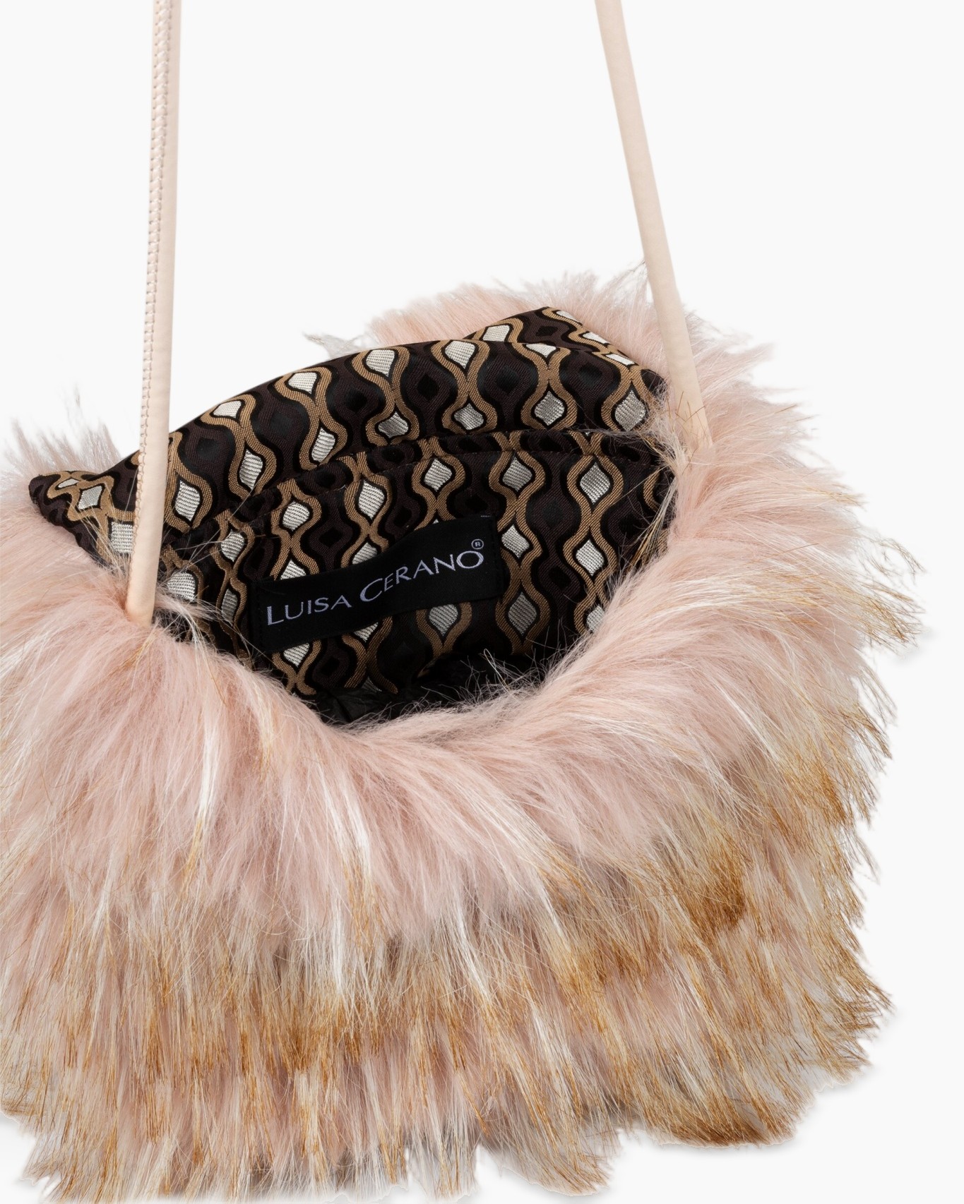 fur, faux fur, bag, purse, leather-like trim