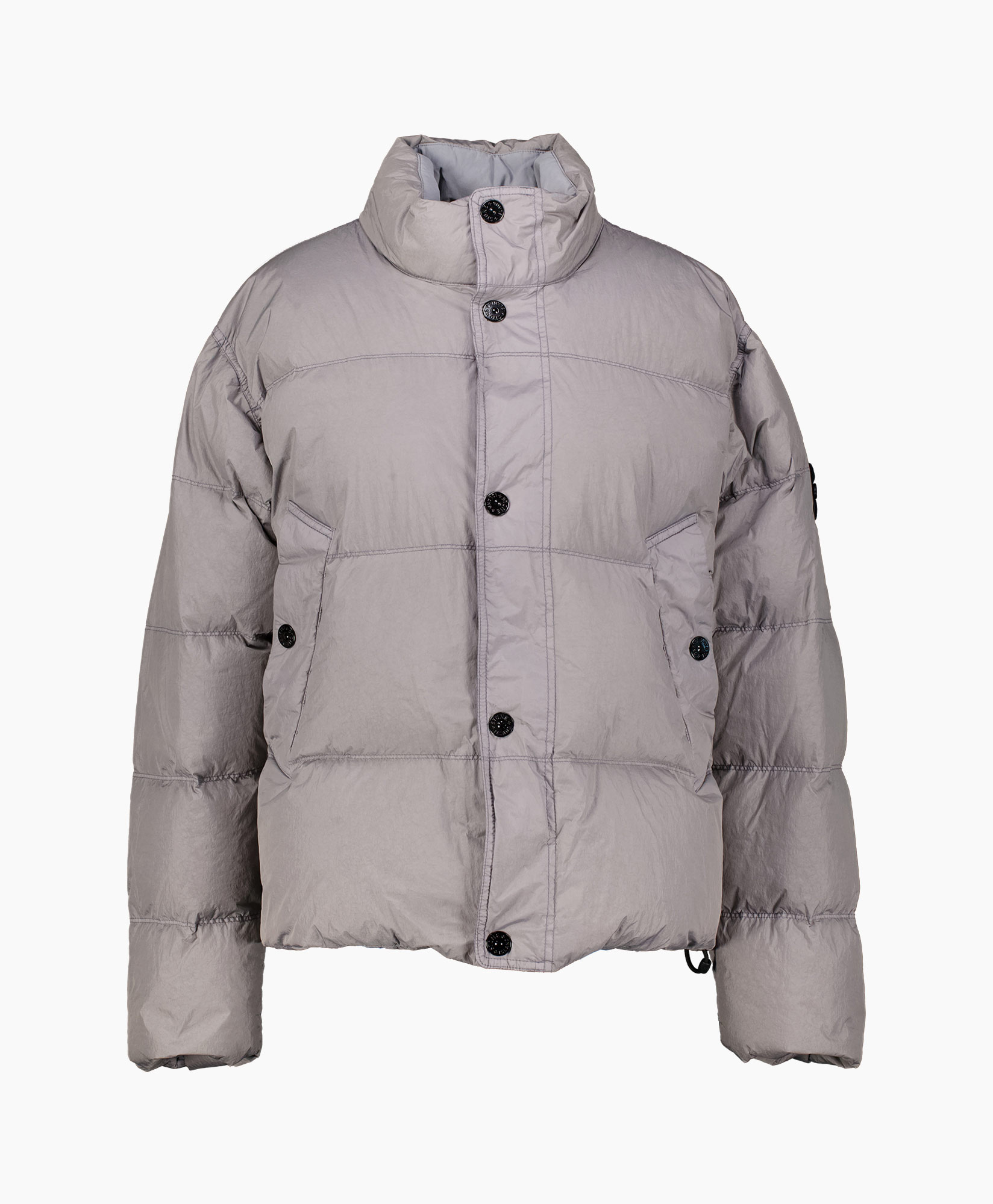puffer jacket, down jacket, warmth, gray, stand collar
