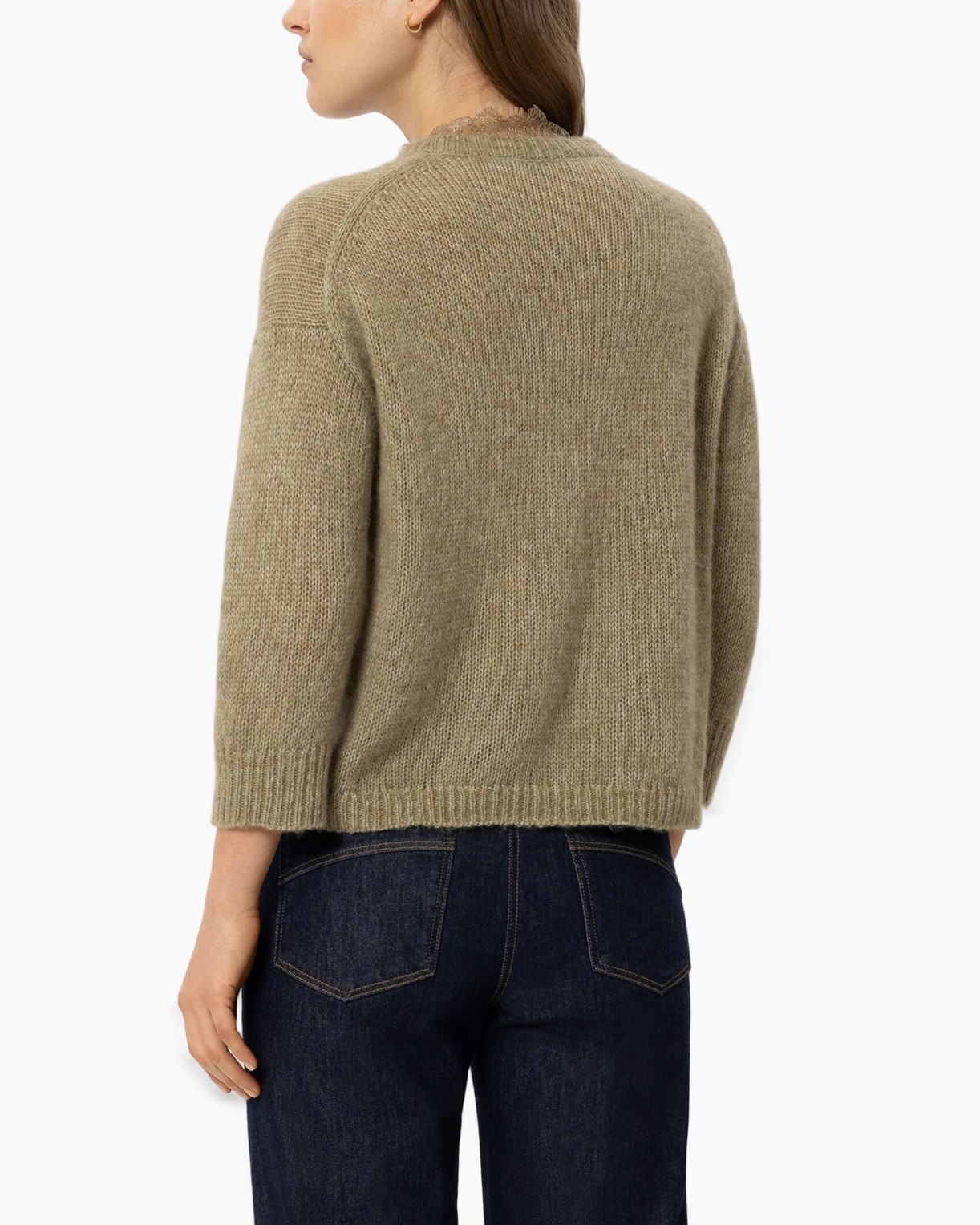 sweater, knitwear, beige, loose-fit, back-view