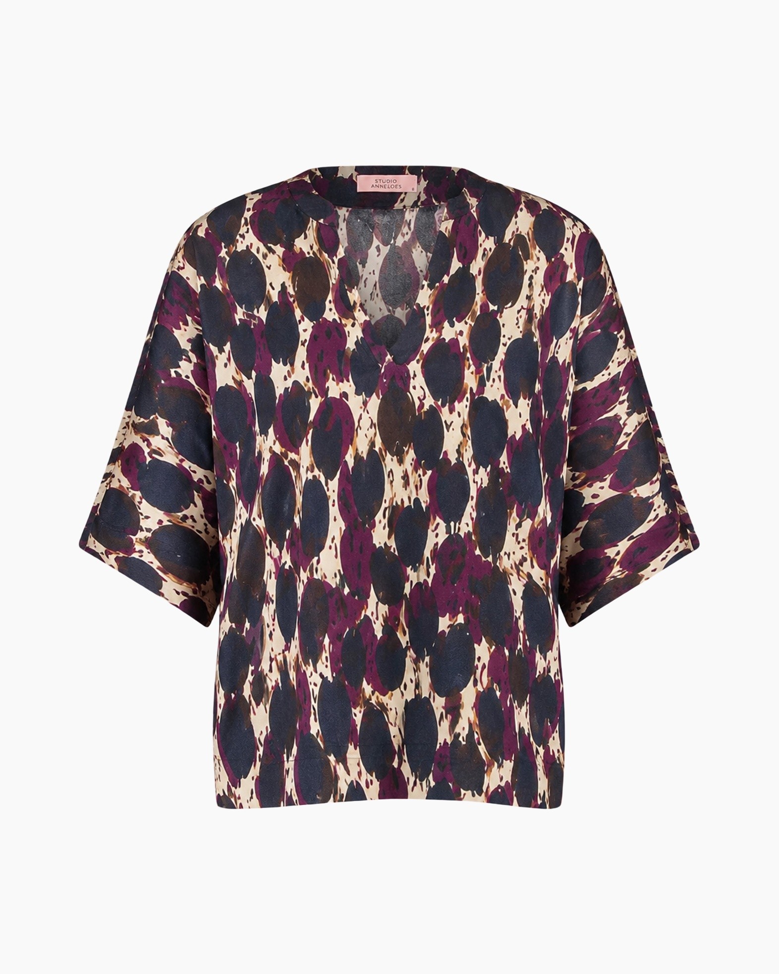 blouse, pullover,  Animal print, v-neck, short sleeve