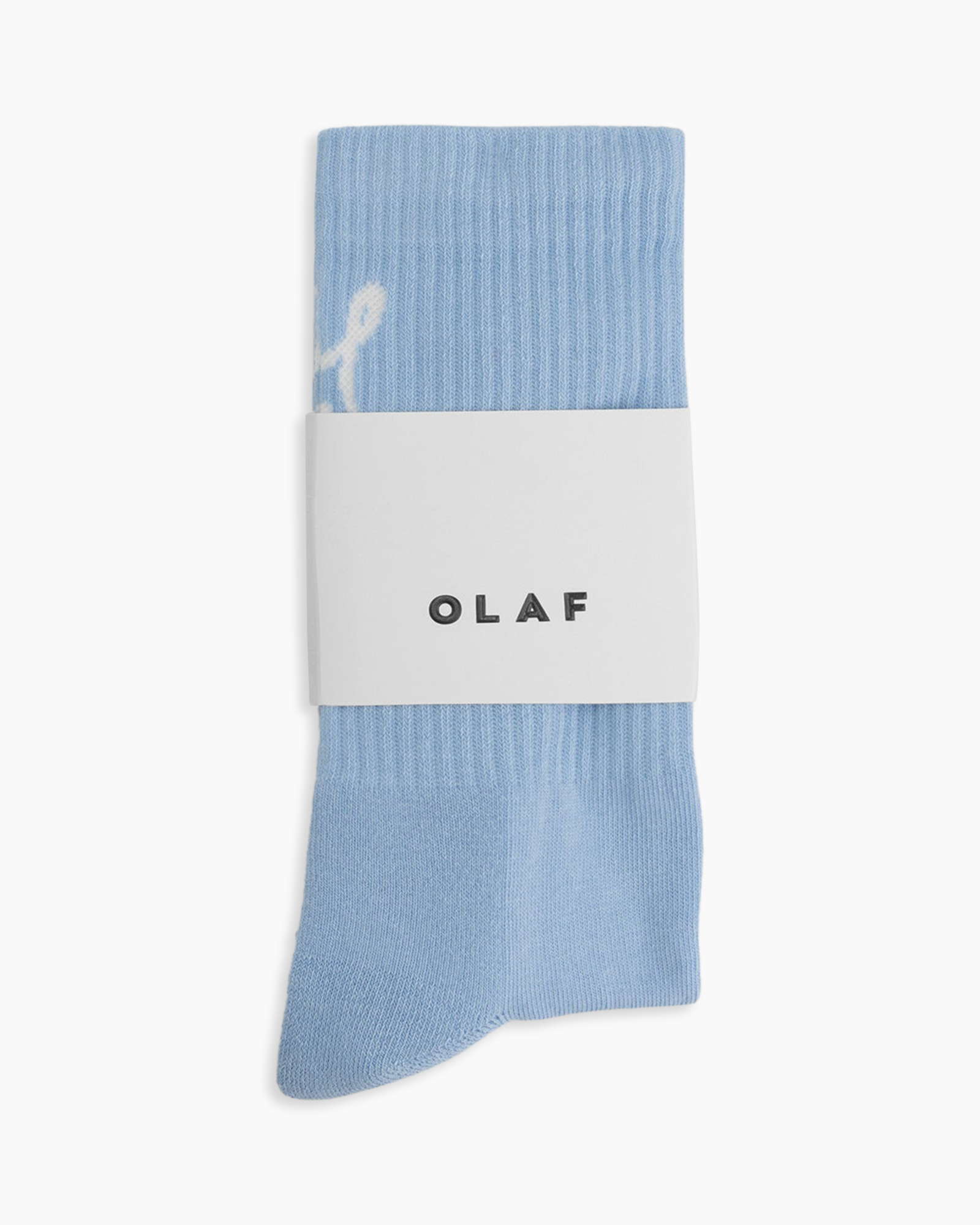 socks, crew socks, knit, light blue, patterned edge
