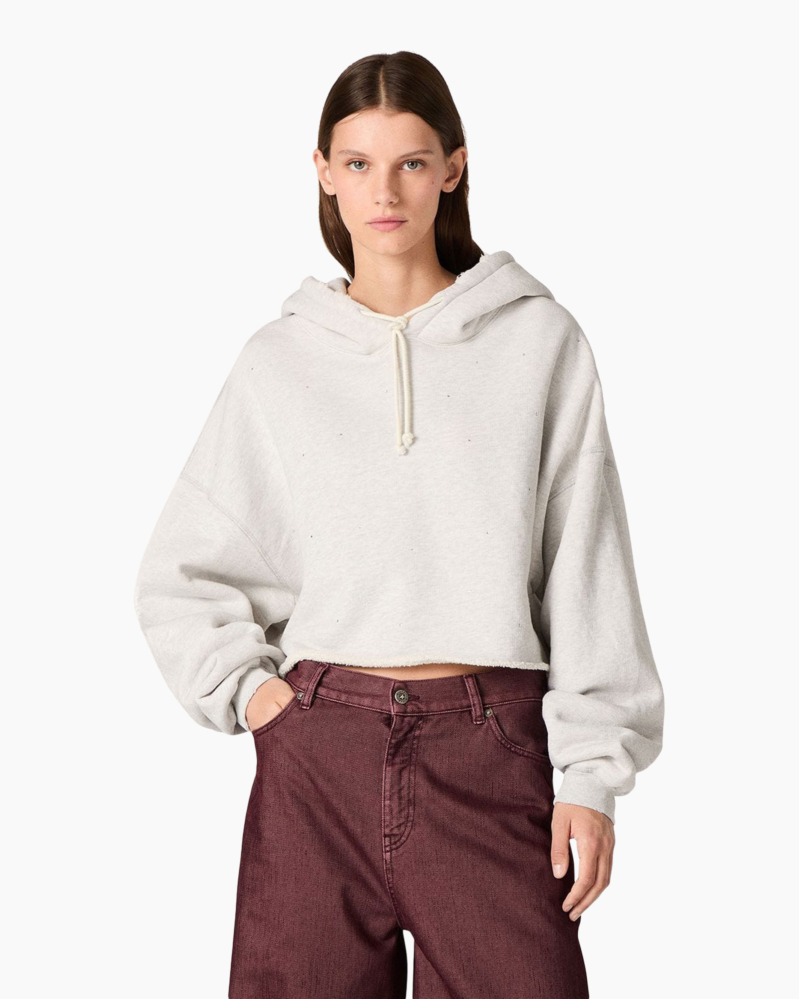 hoodie, sweatshirt, cropped, white, longsleeve