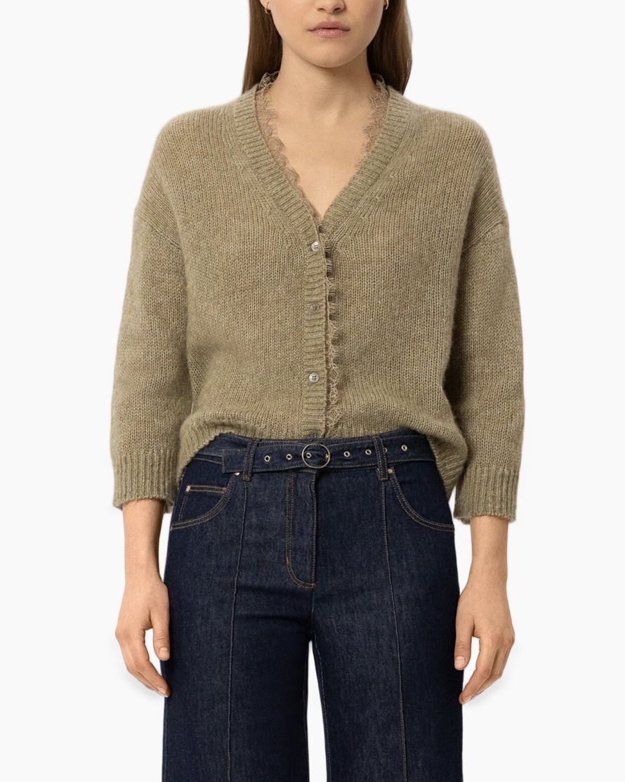 cardigan, knit, beige, v-neck, long-sleeve