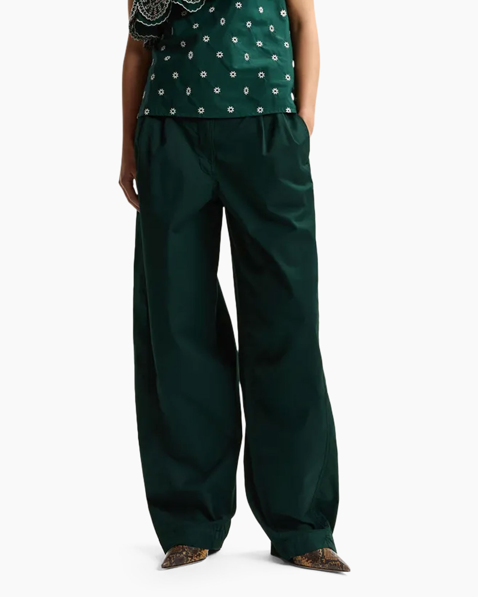 wide-leg, pants, green, trousers, loose fit