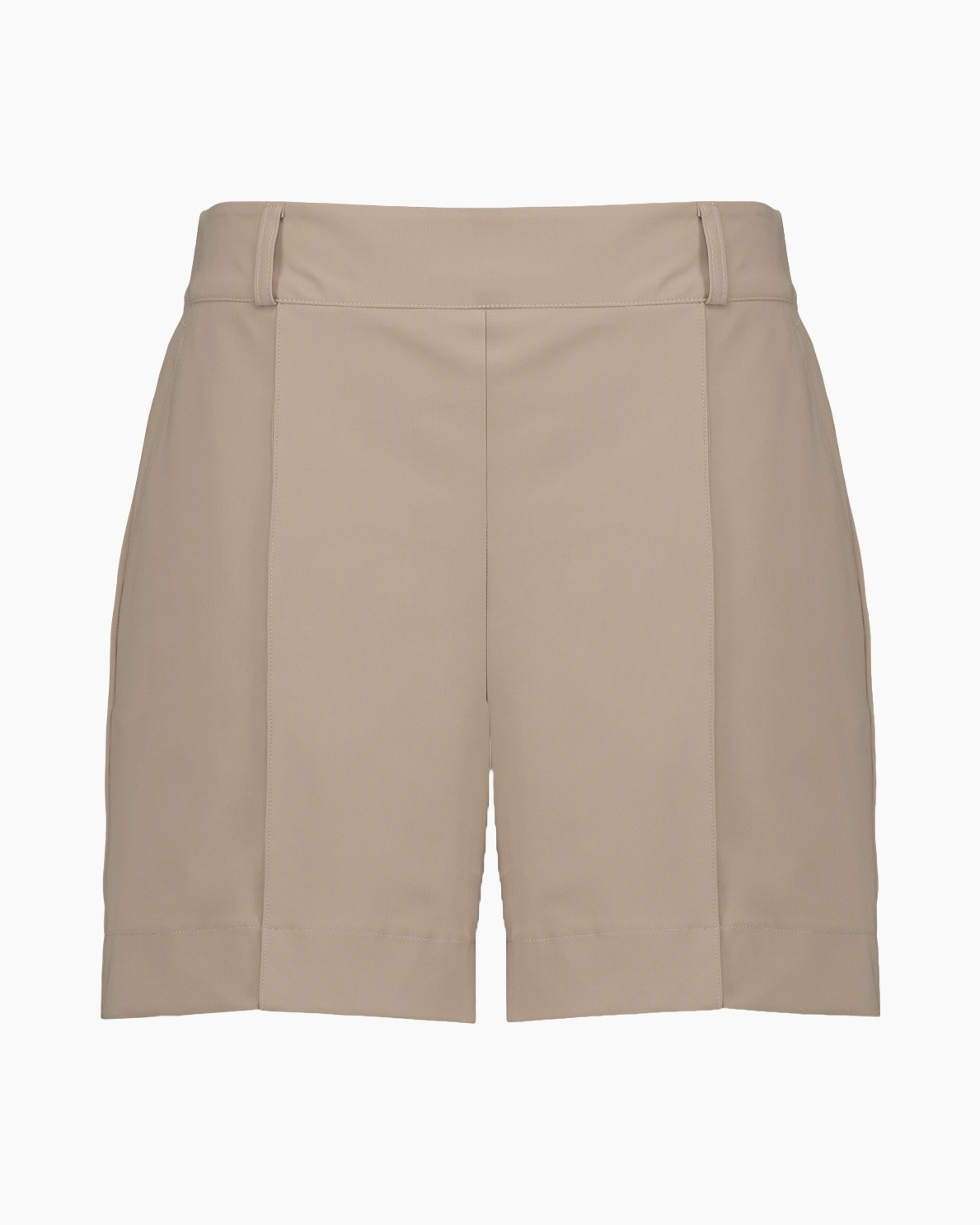 shorts, beige, high-waist, pleated, pants
