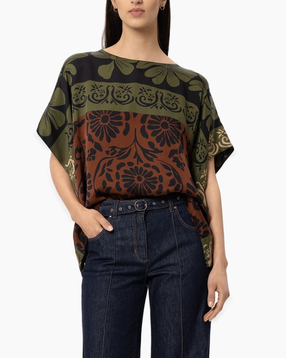 top, blouse, kimono, patterned, short-sleeve