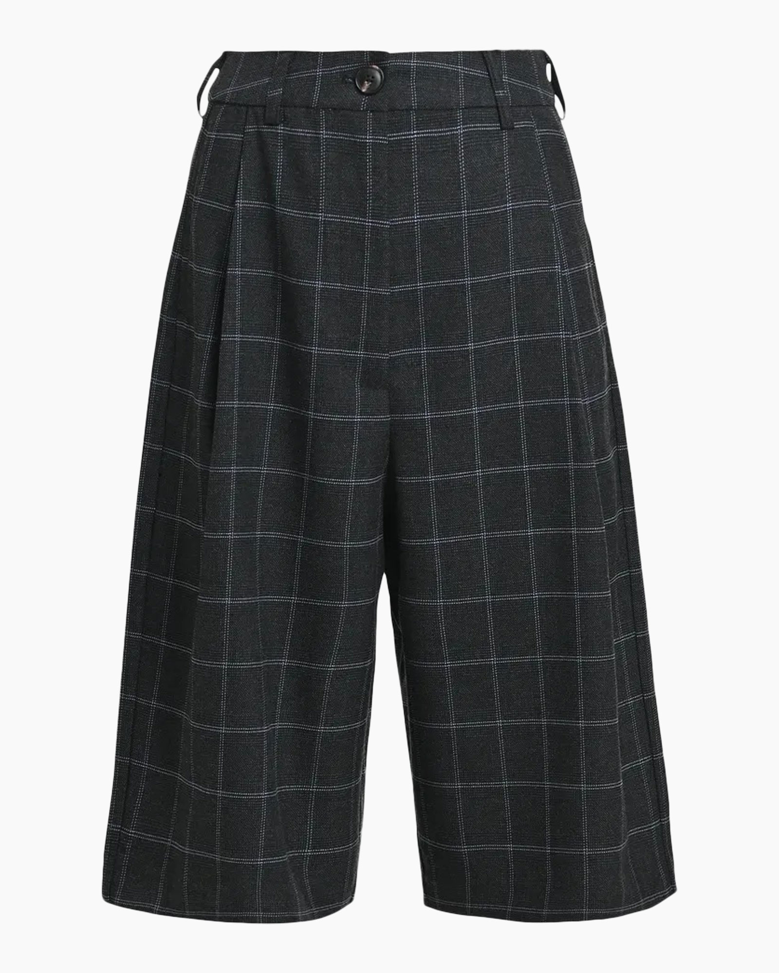 plaid, wide-leg, pants, culotte, dark-gray