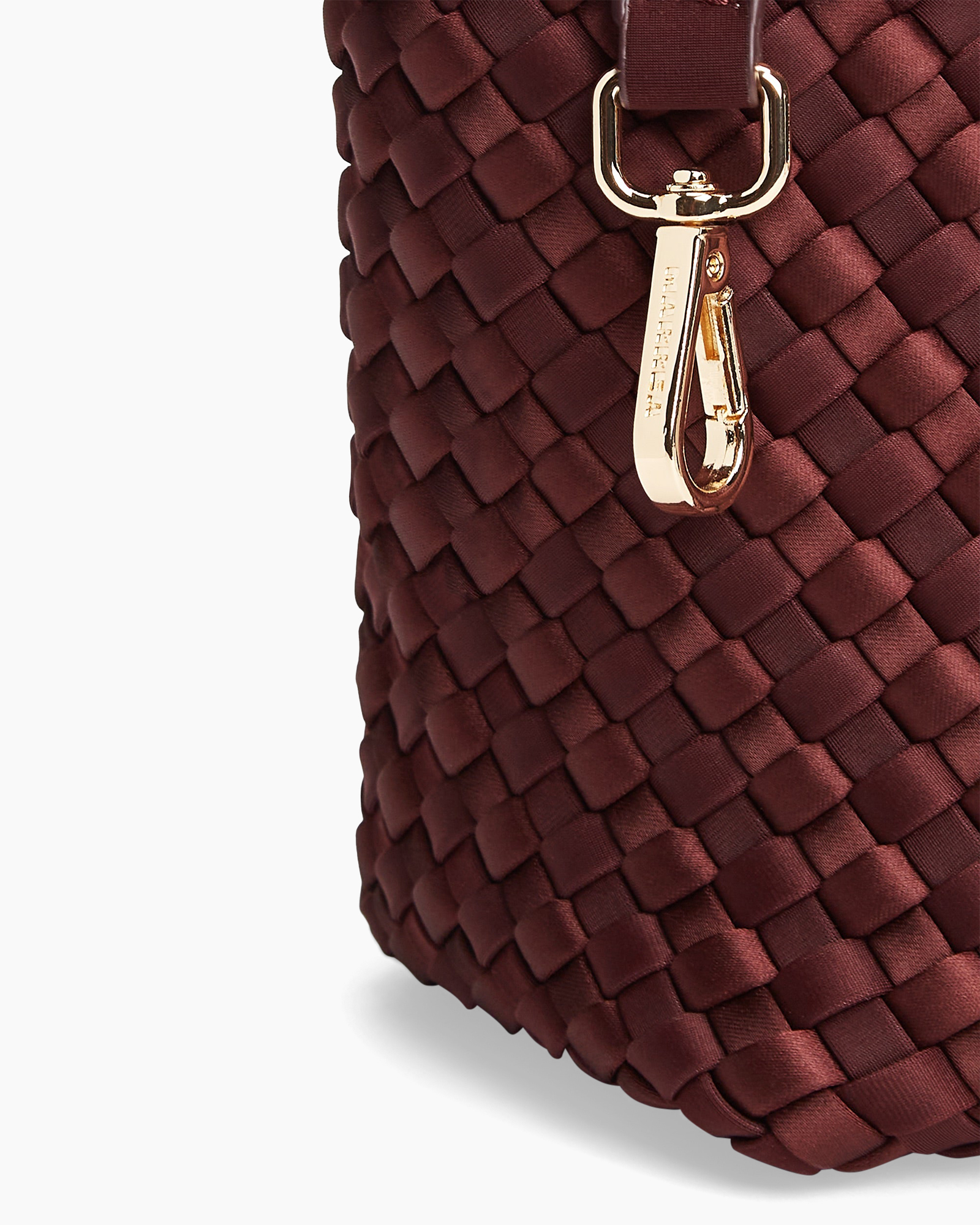 woven, bag, burgundy, zipper, gold-tone
