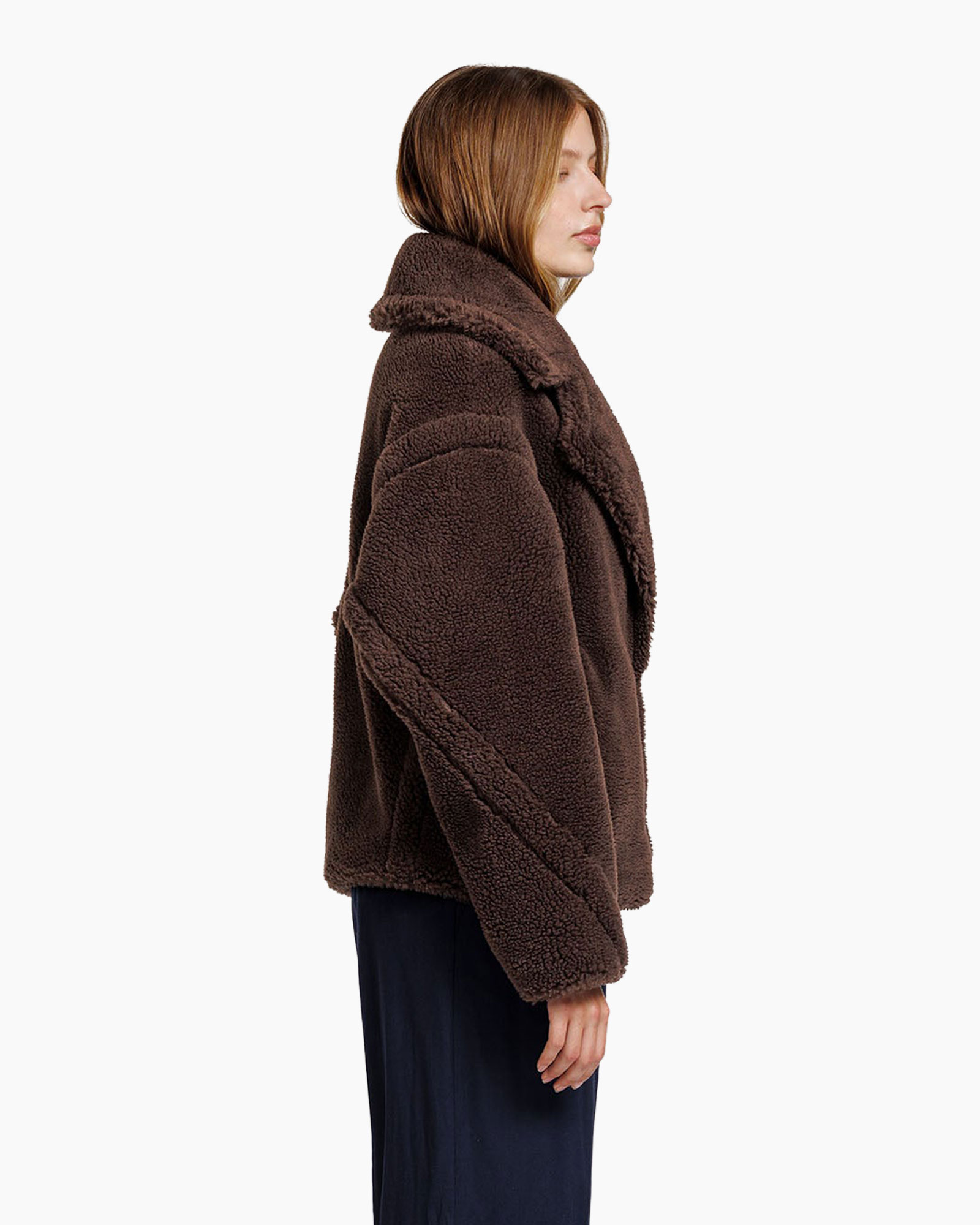 brown, shearling, jacket, coat, oversized