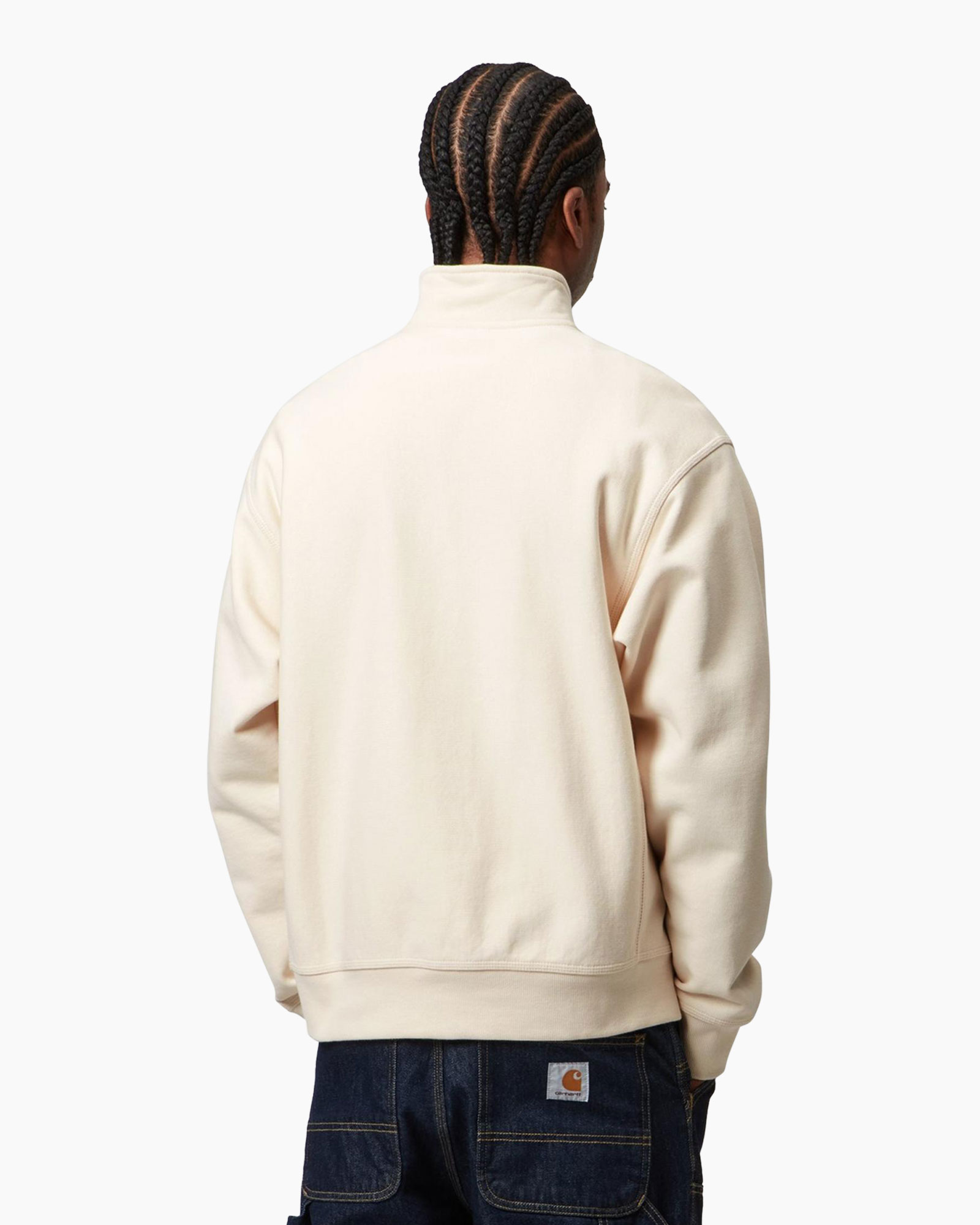 Sweater Half Zip American Script Ecru