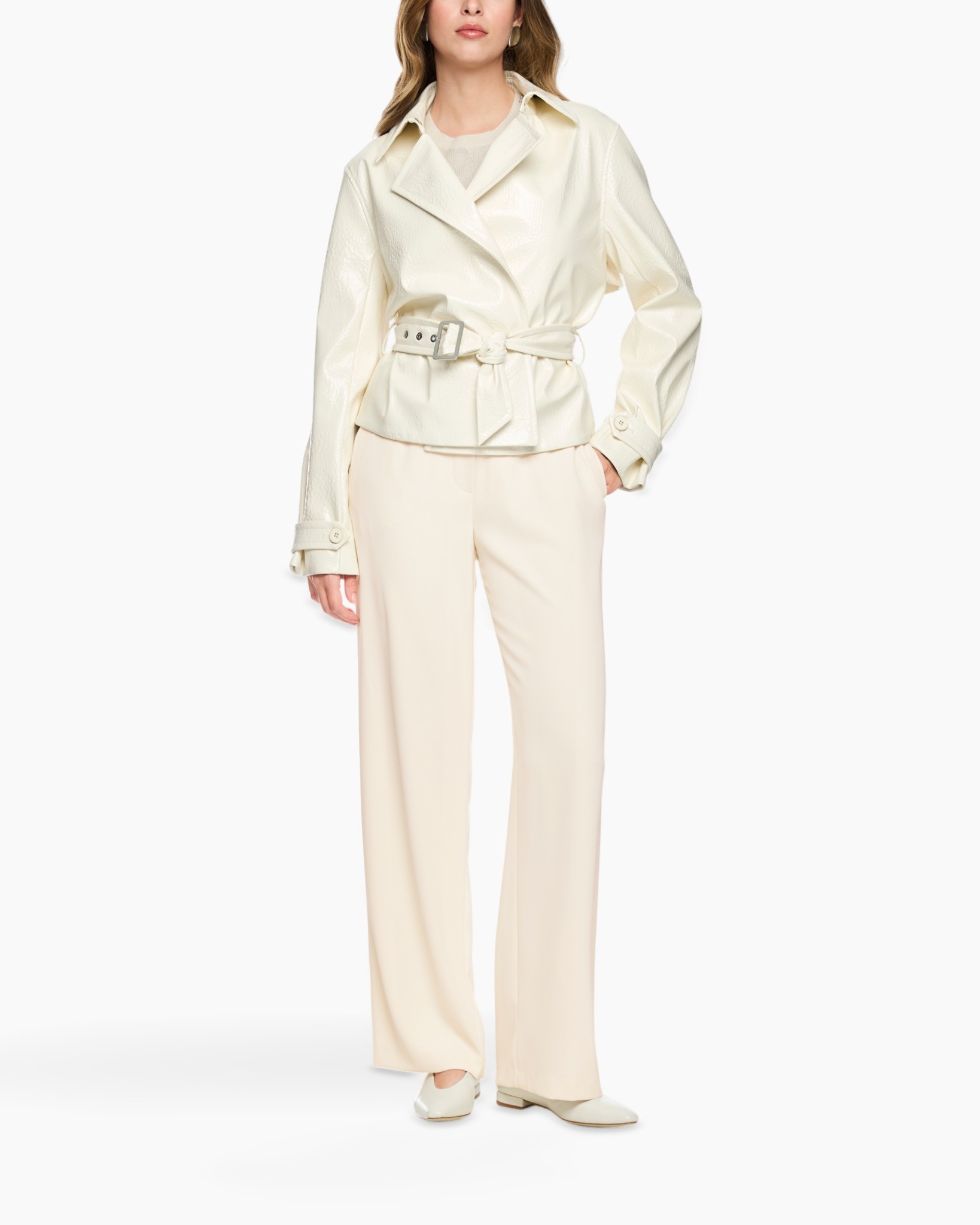 blazer, belted, cream, leather, coat-style