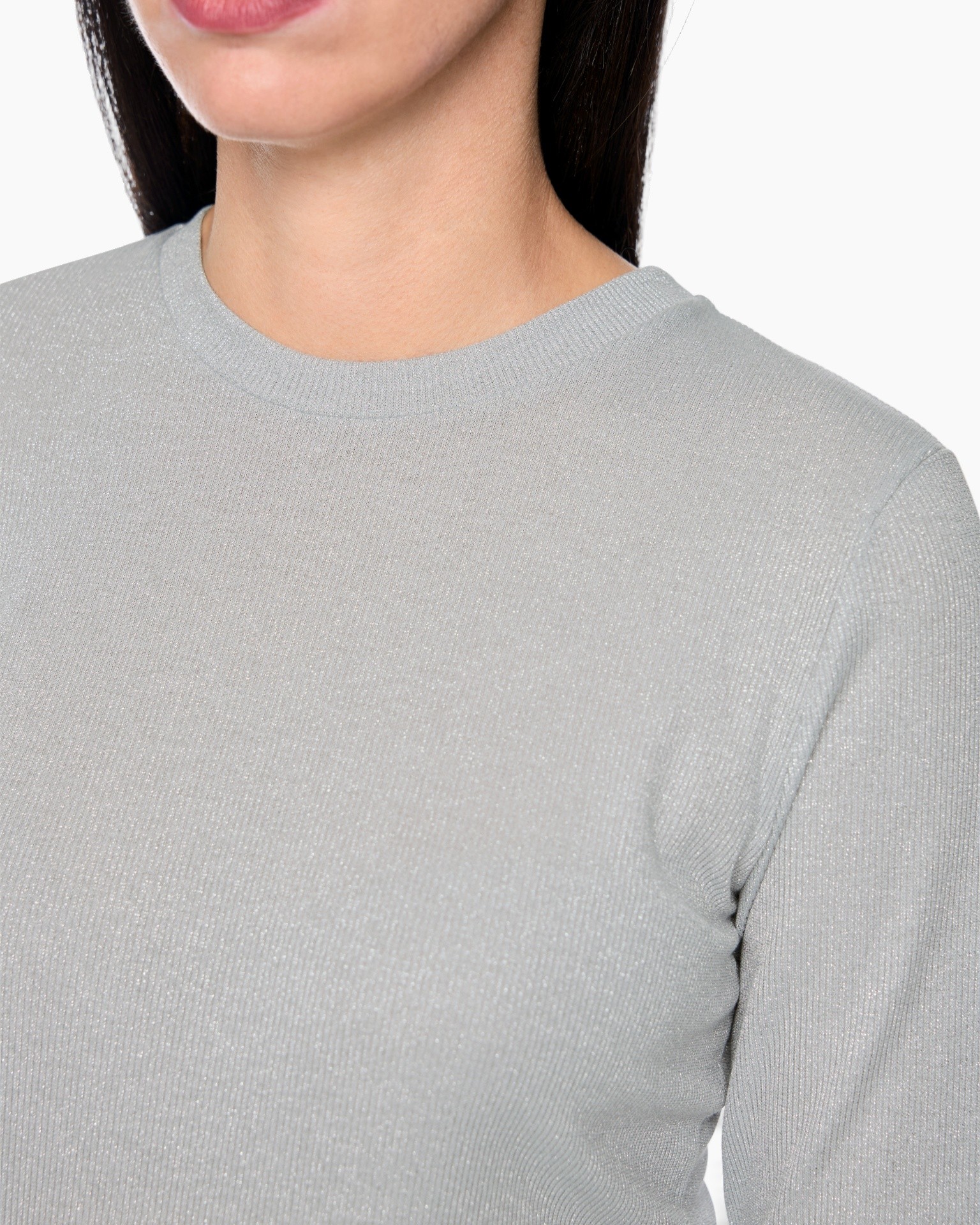 sweater, knit, crew-neck, long-sleeve, gray