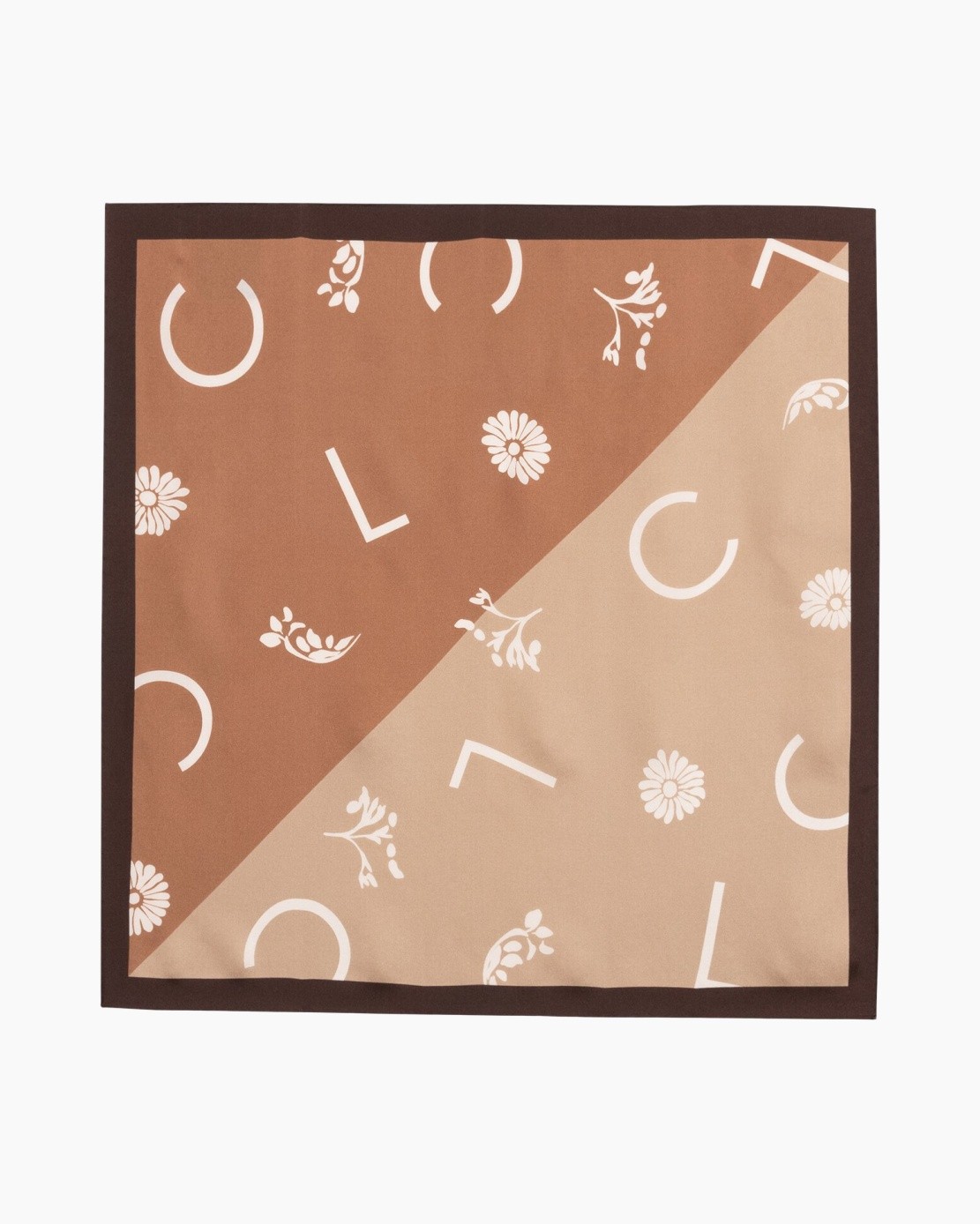 scarf, silk, pattern, diagonal, brown