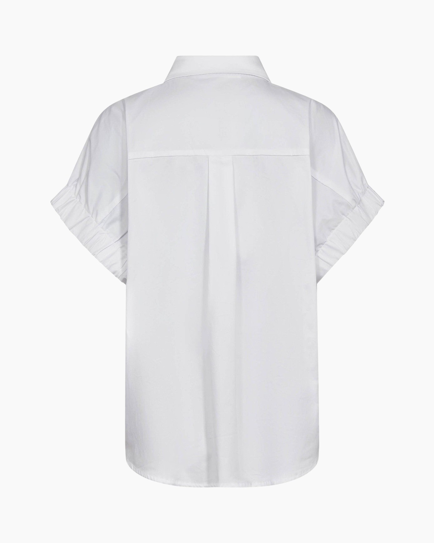shirt, white, short sleeve, collar, back view