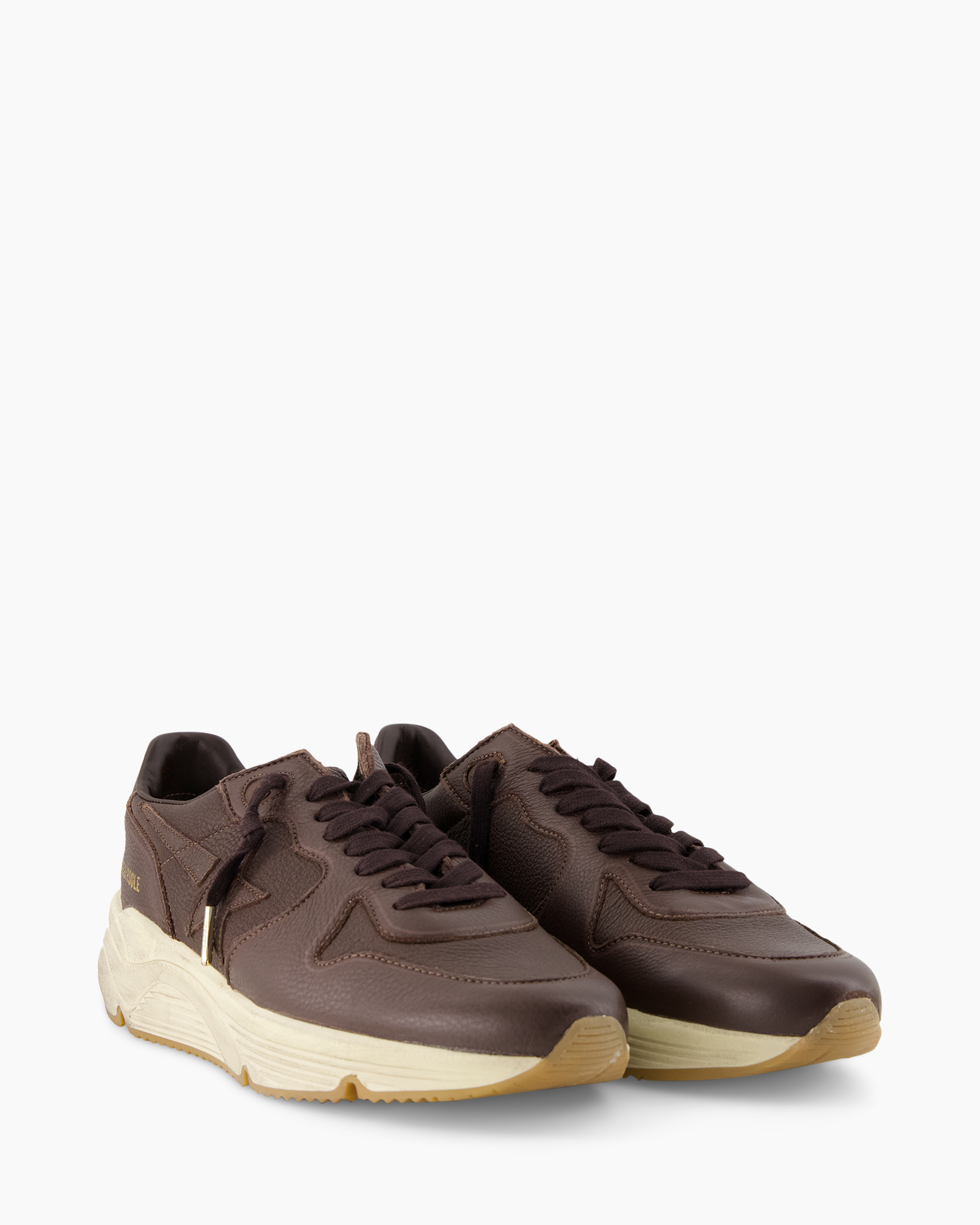 shoe, sneakers, brown, leather, laces