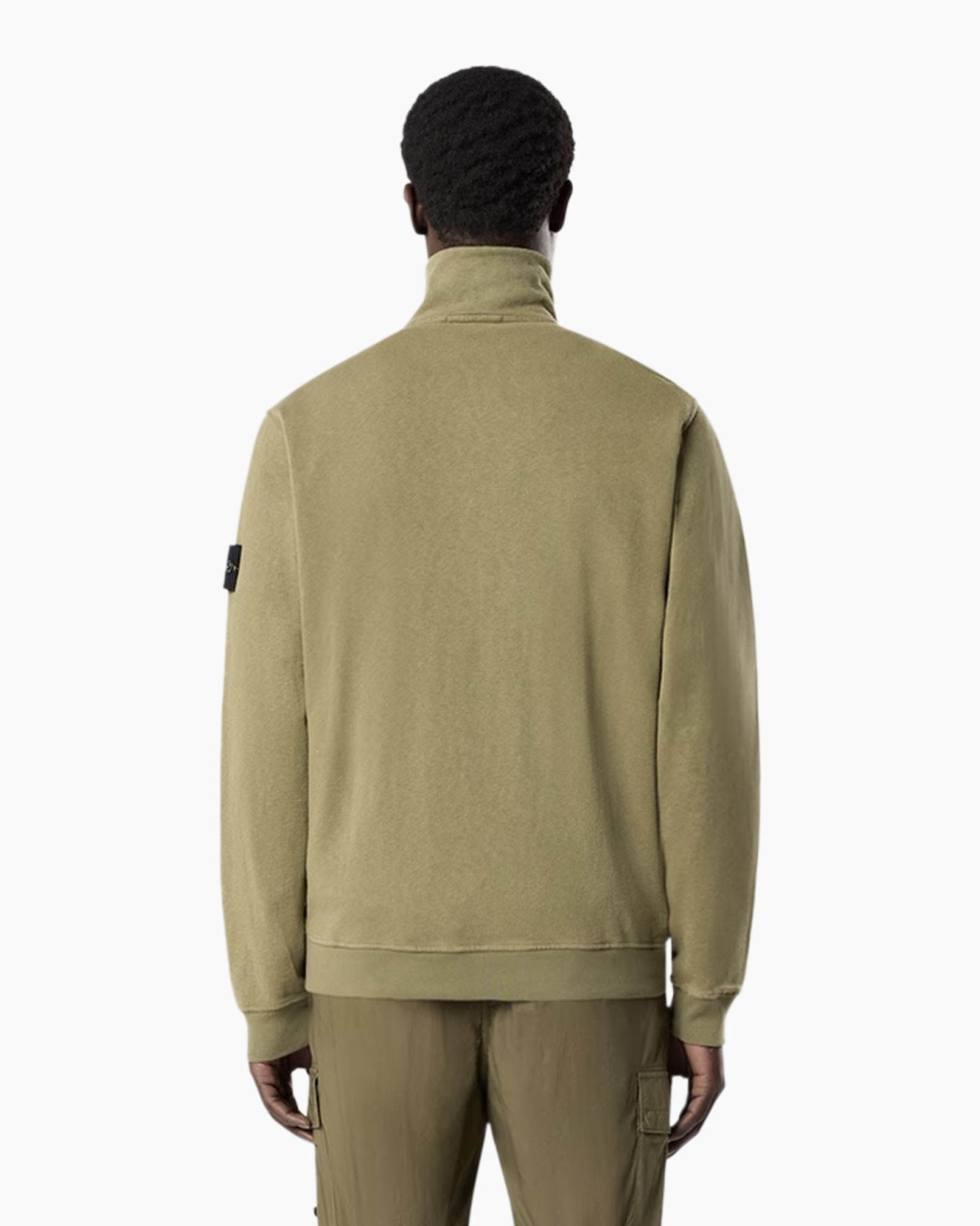 jacket, zip-up, high collar, beige, cargo pants