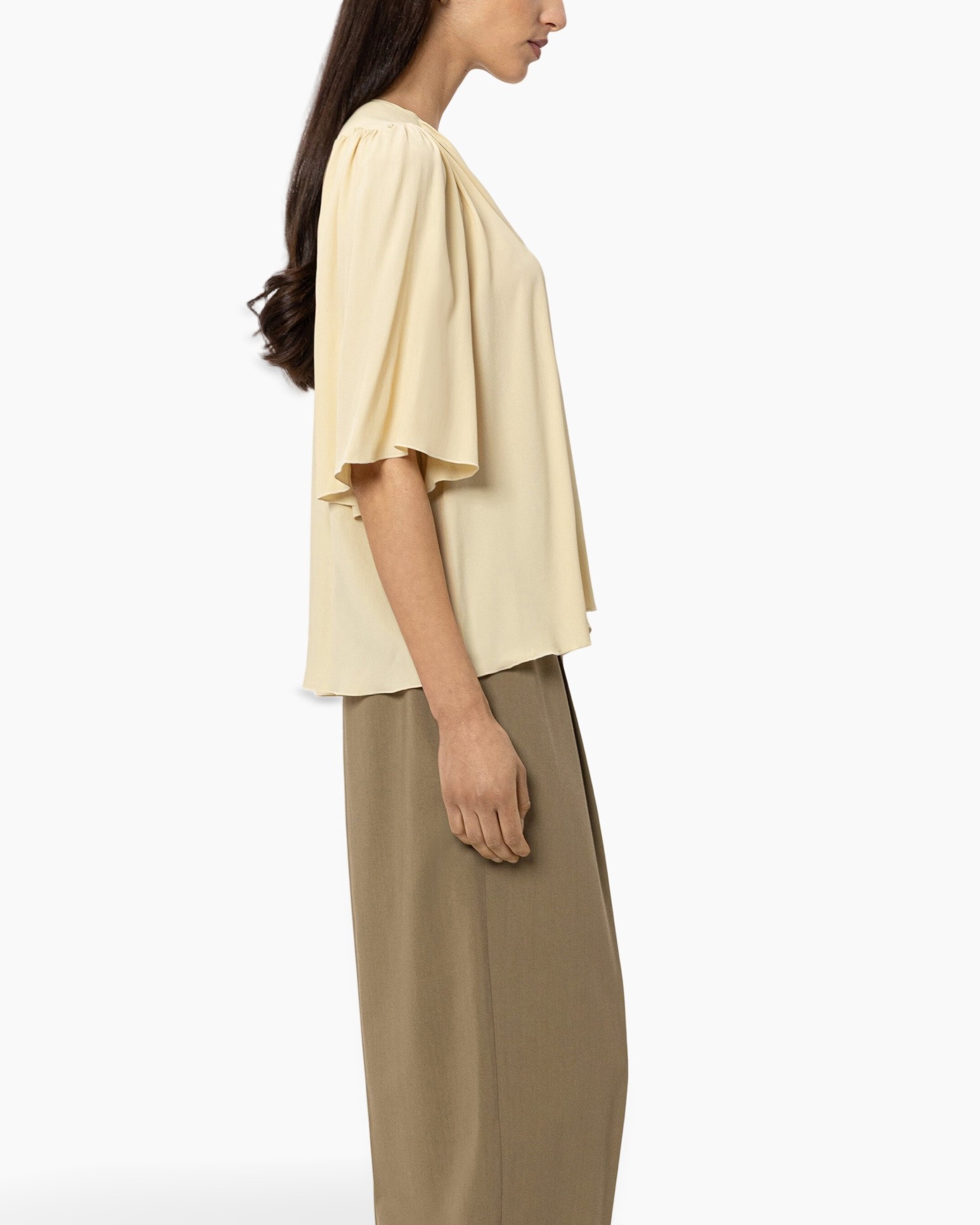blouse, beige, sleeve, wide-sleeve, top