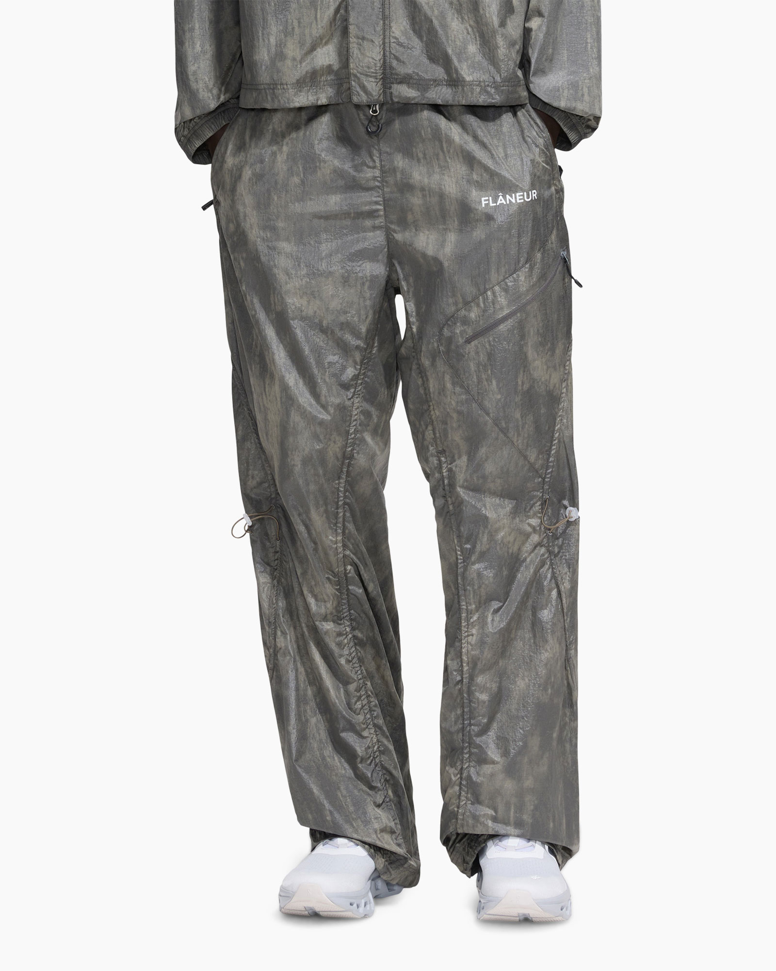 pants, water-repellent, cargo, drawstring, gray