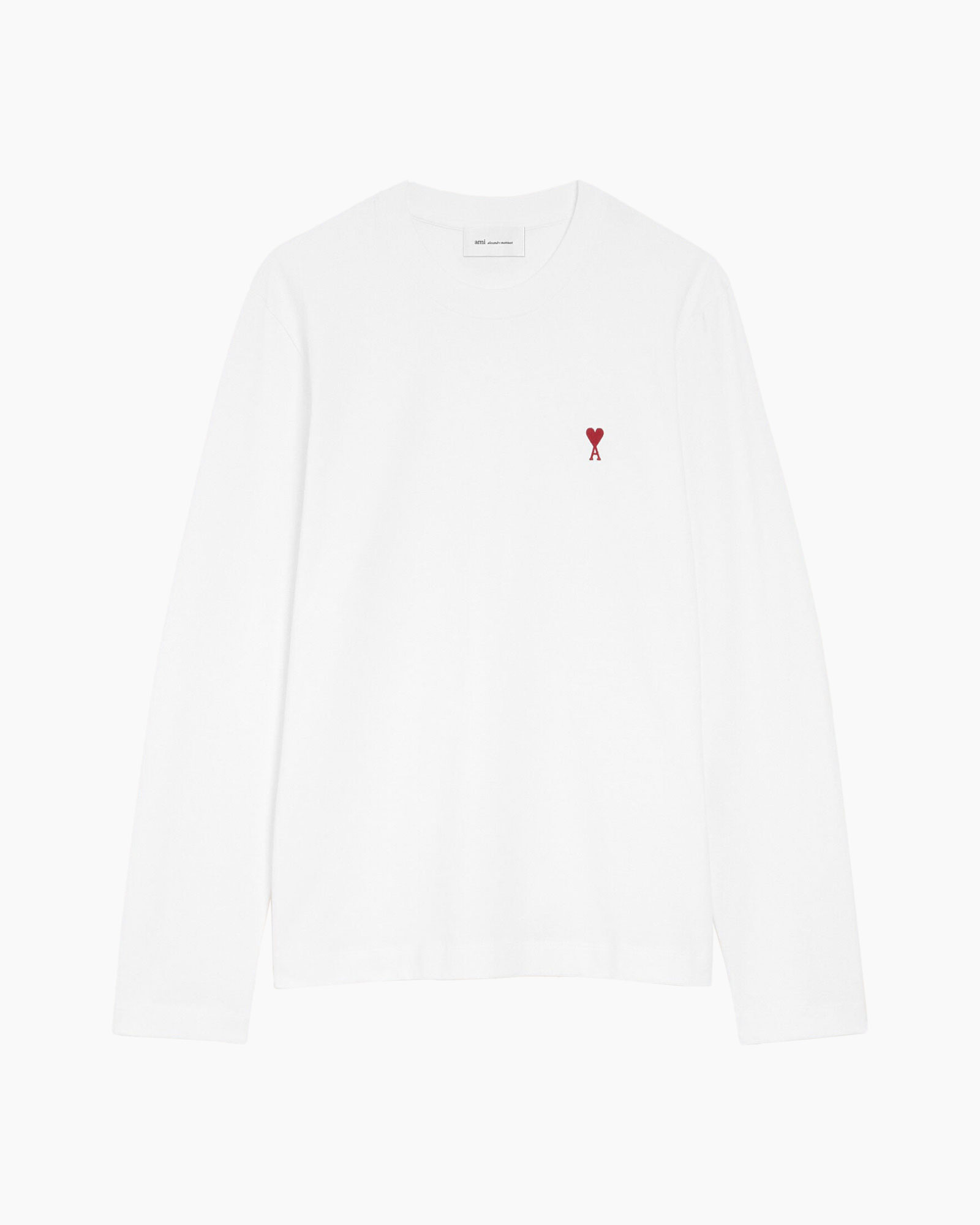longsleeve, white, tinyLogo, smallheart, redheart
