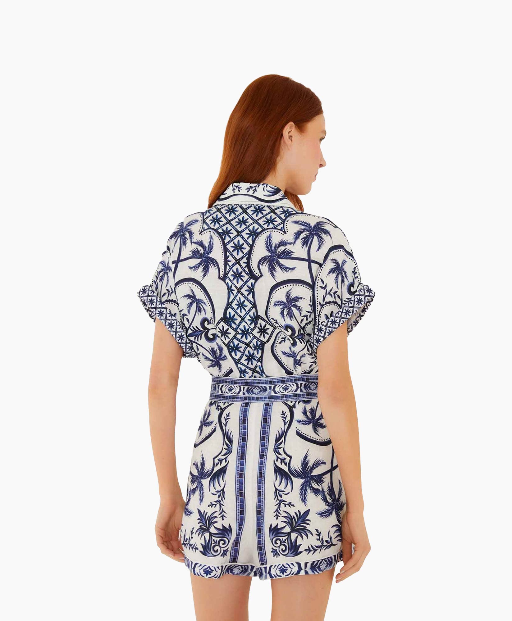 romper, summer, shorts, blue, patterned