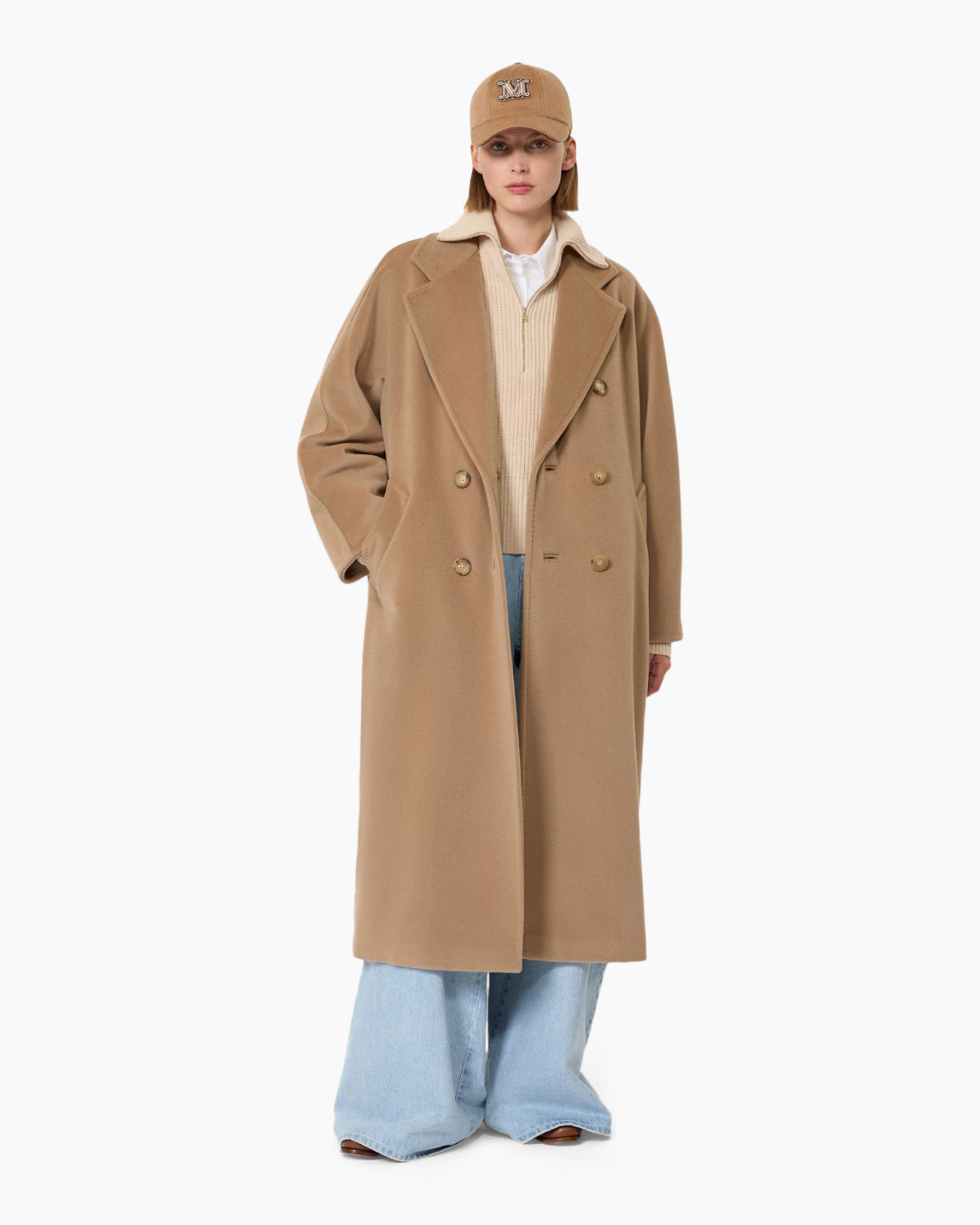 coat, overcoat, camel, long coat, double-breasted