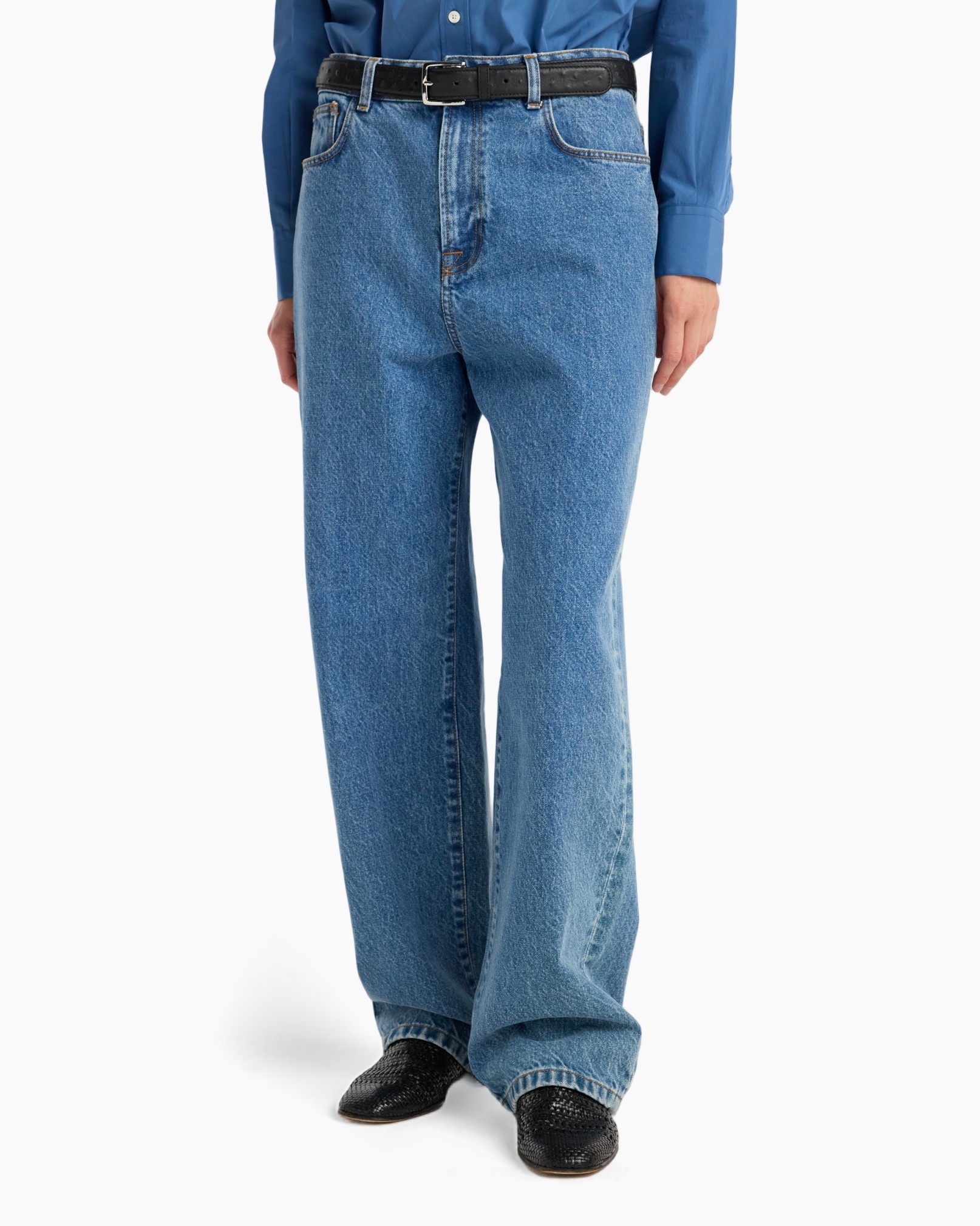 jeans, blue jeans, high-waisted, wide leg, belted