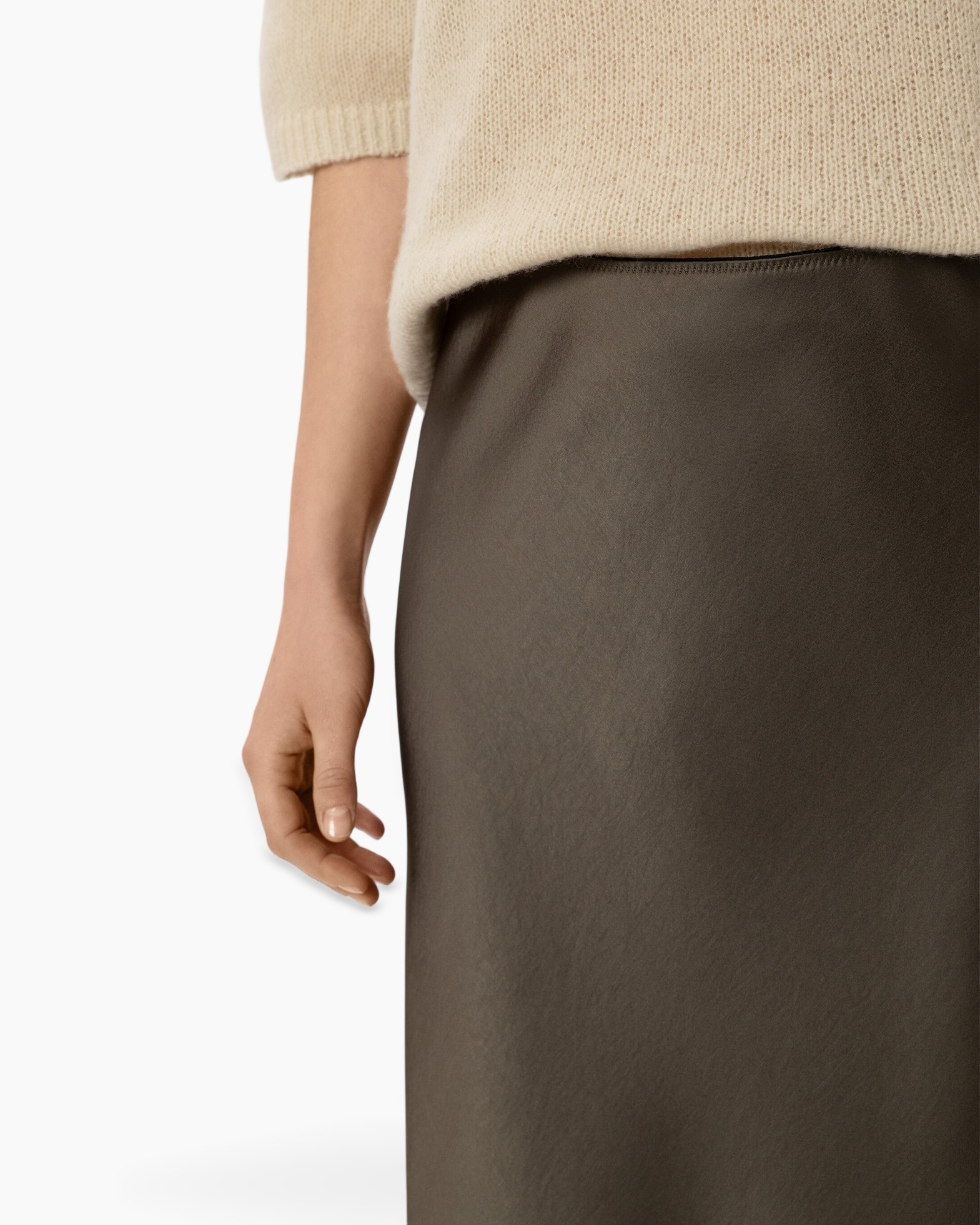 leather, skirt, brown, mid-length, simple